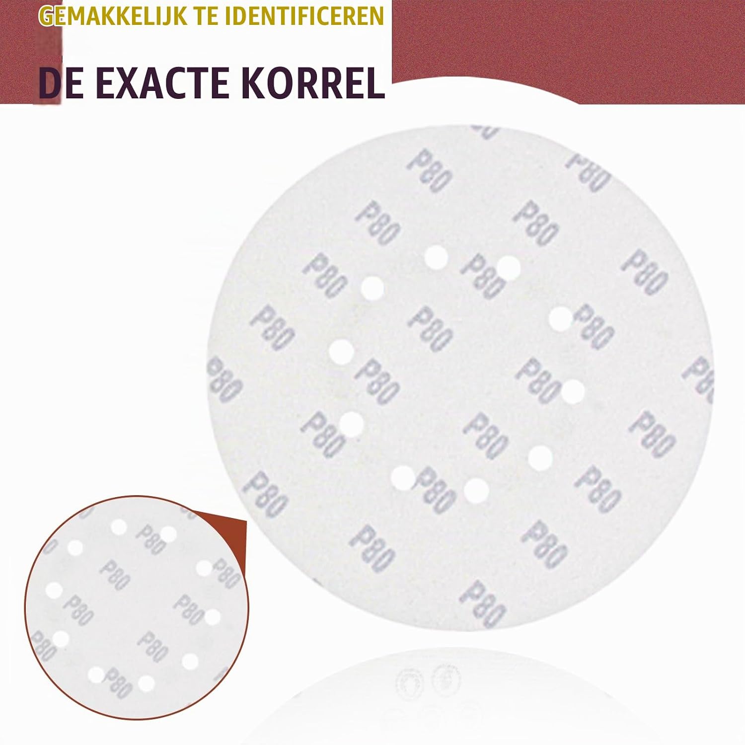 Detalle 2 de CUBEWAY 9I6H schuurschijven 225 mm, P180, 30 stuks met 10 gaten