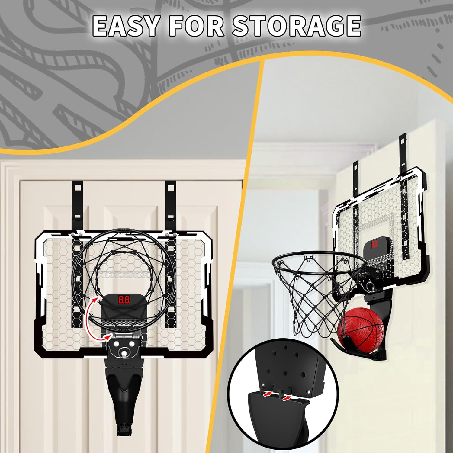 Thumbnail 2 de QDRAGON Indoor Mini Basketball Hoop 7-LED
