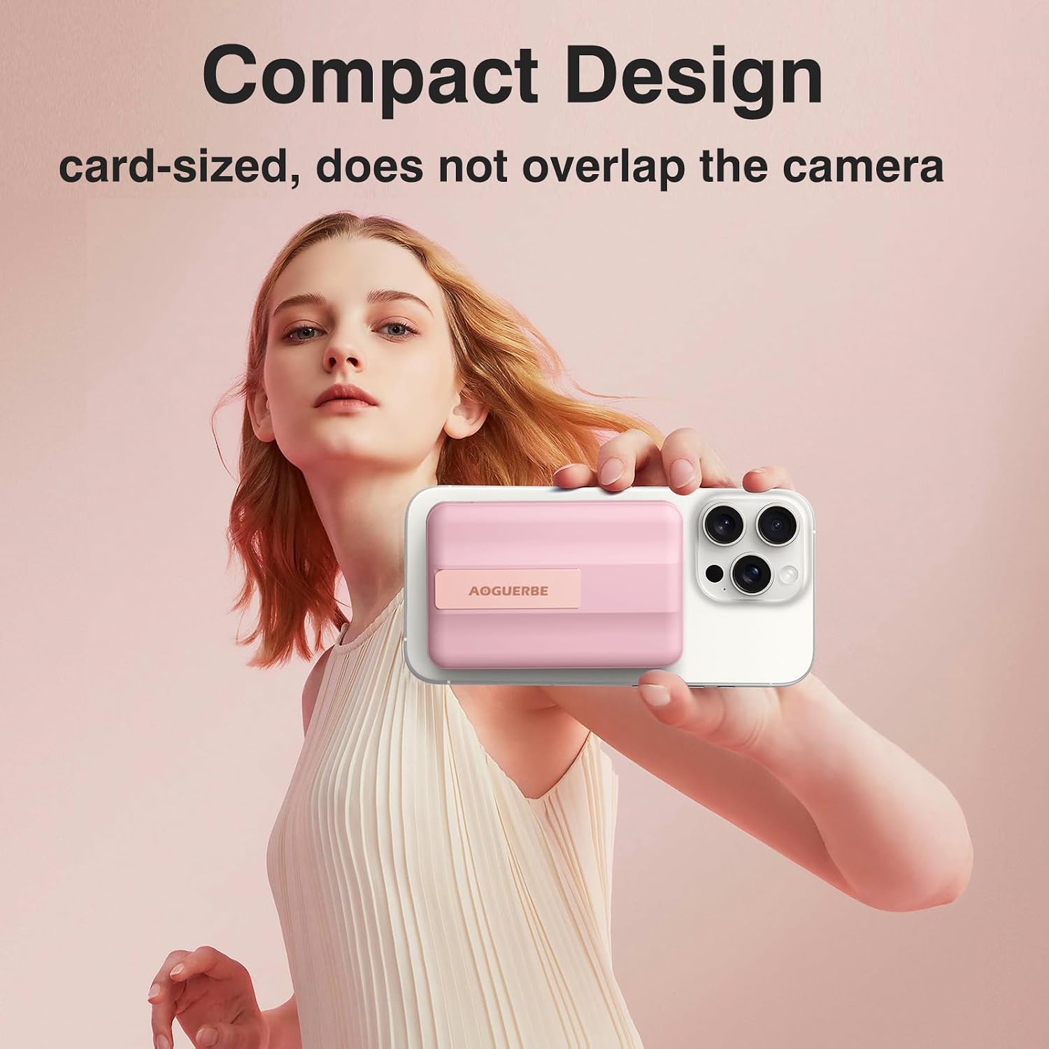 Detalle 2 de AOGUERBE KT-D001 Magnetic Power Bank, 10,000mAh, Stand, LED Display, Pink