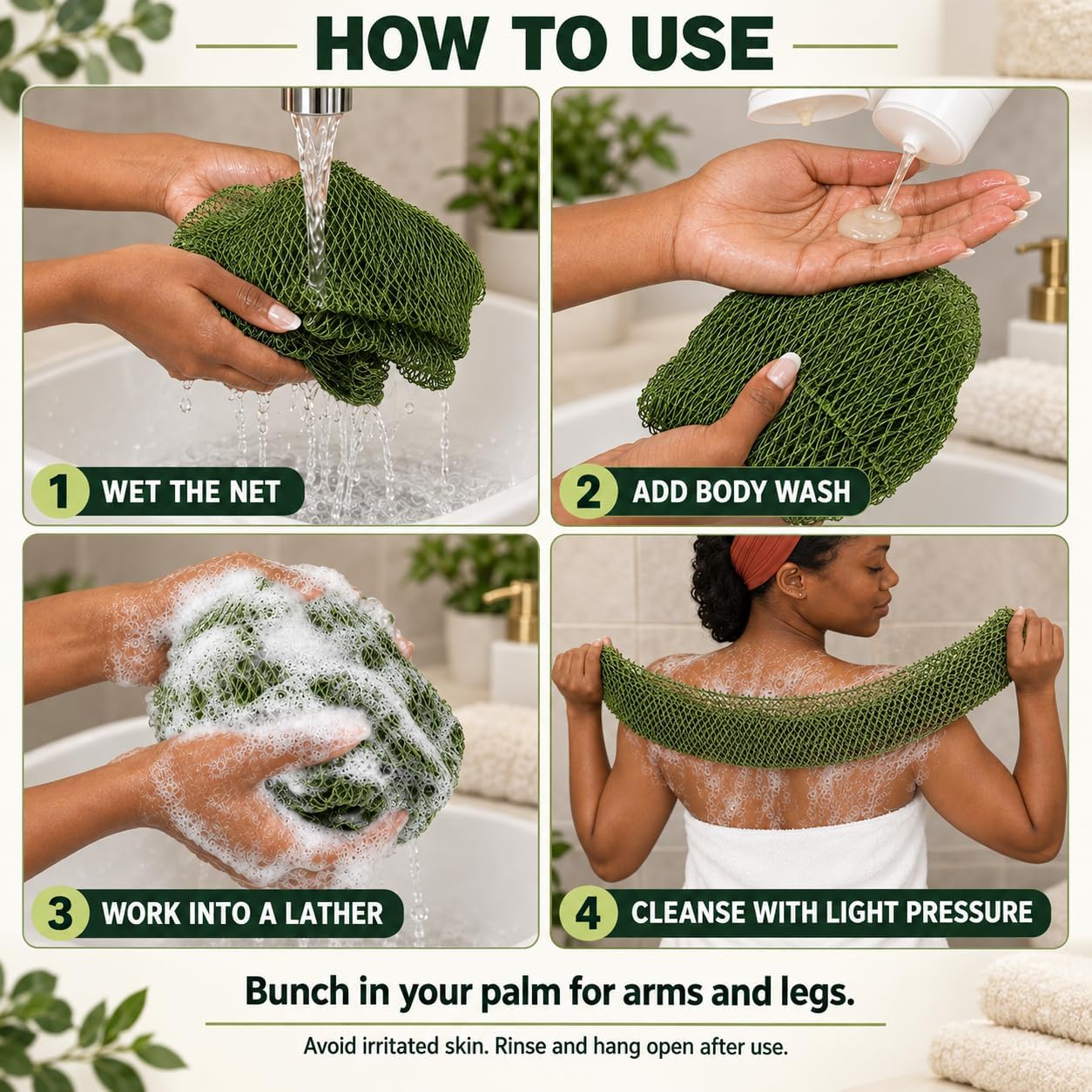 Detalle 2 de SubSahara Authentic African Net Sponge (2-Pack) for Body & Face — Gentle Exfoliating Loofah Sponge, Travel-Friendly, Quick-Drying