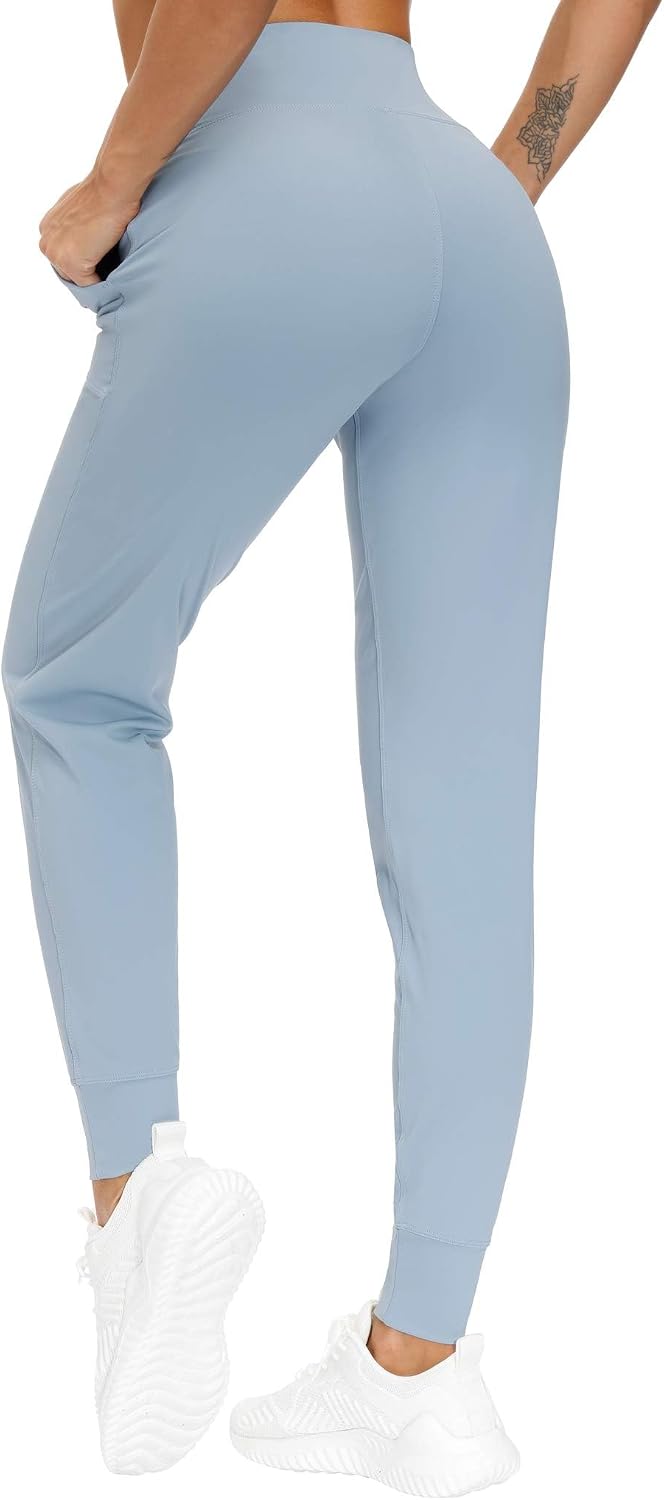 Detalle de THE GYM PEOPLE Jogginghose Damen – leichte High-Waist Sportleggings mit Taschen für Yoga, Fitness, Laufen