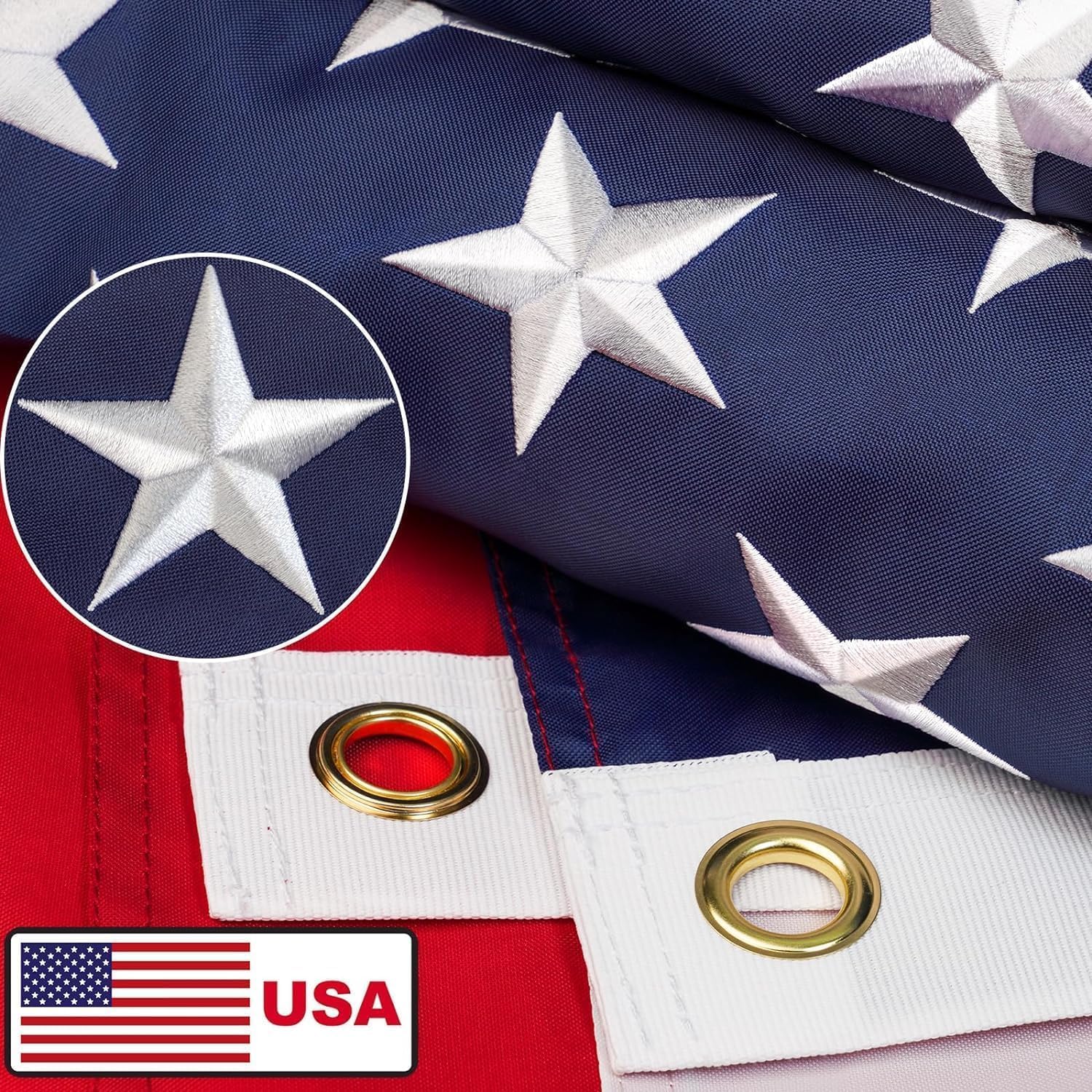 Detalle de VYBDS 3x5 FT American Flag, Polyester with Embroidered Stars