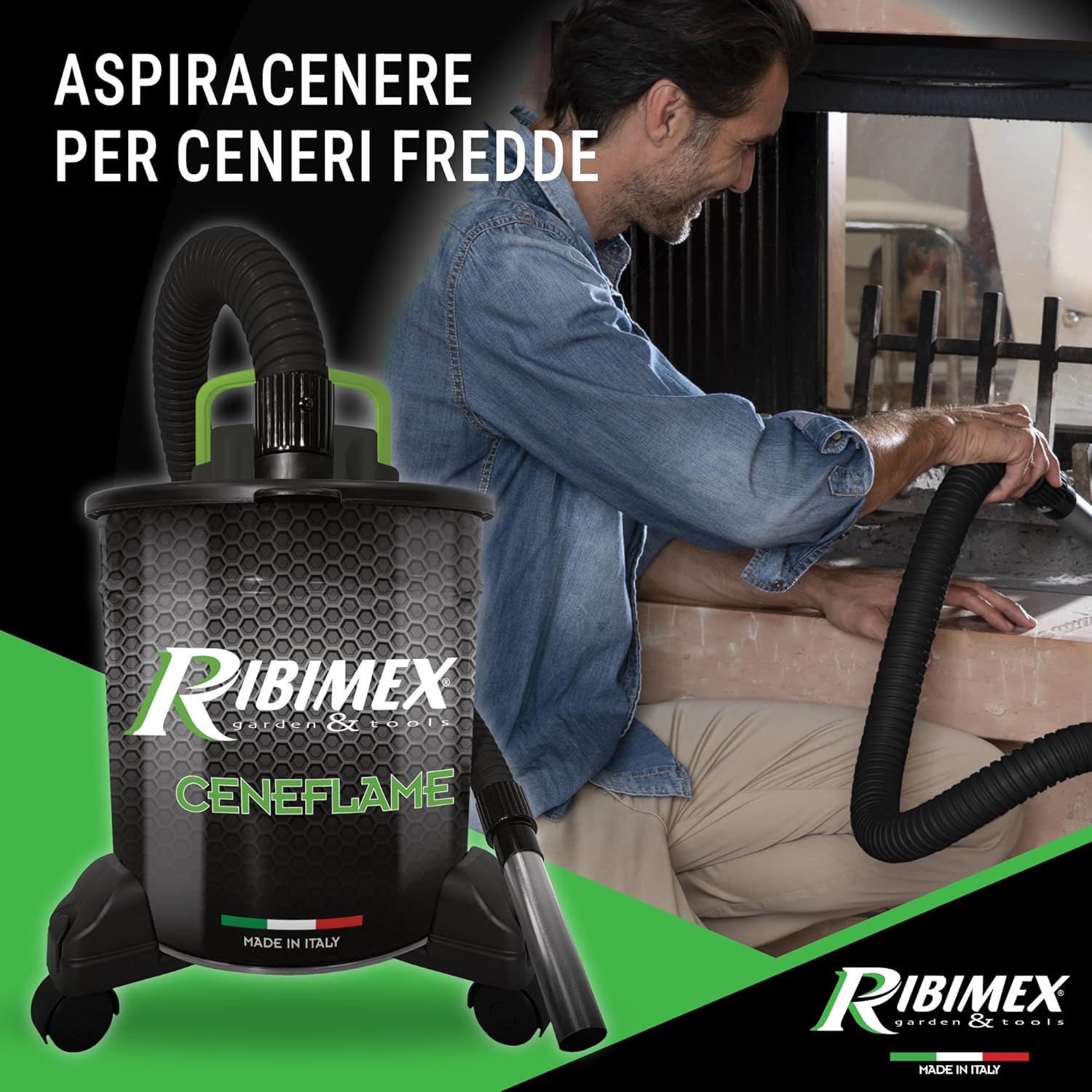 Thumbnail 1 de Ribimex Aspiracenere Elettrico Ceneflame PRCEN007: potenza 1200 W, filtro HEPA lavabile e funzione soffiante