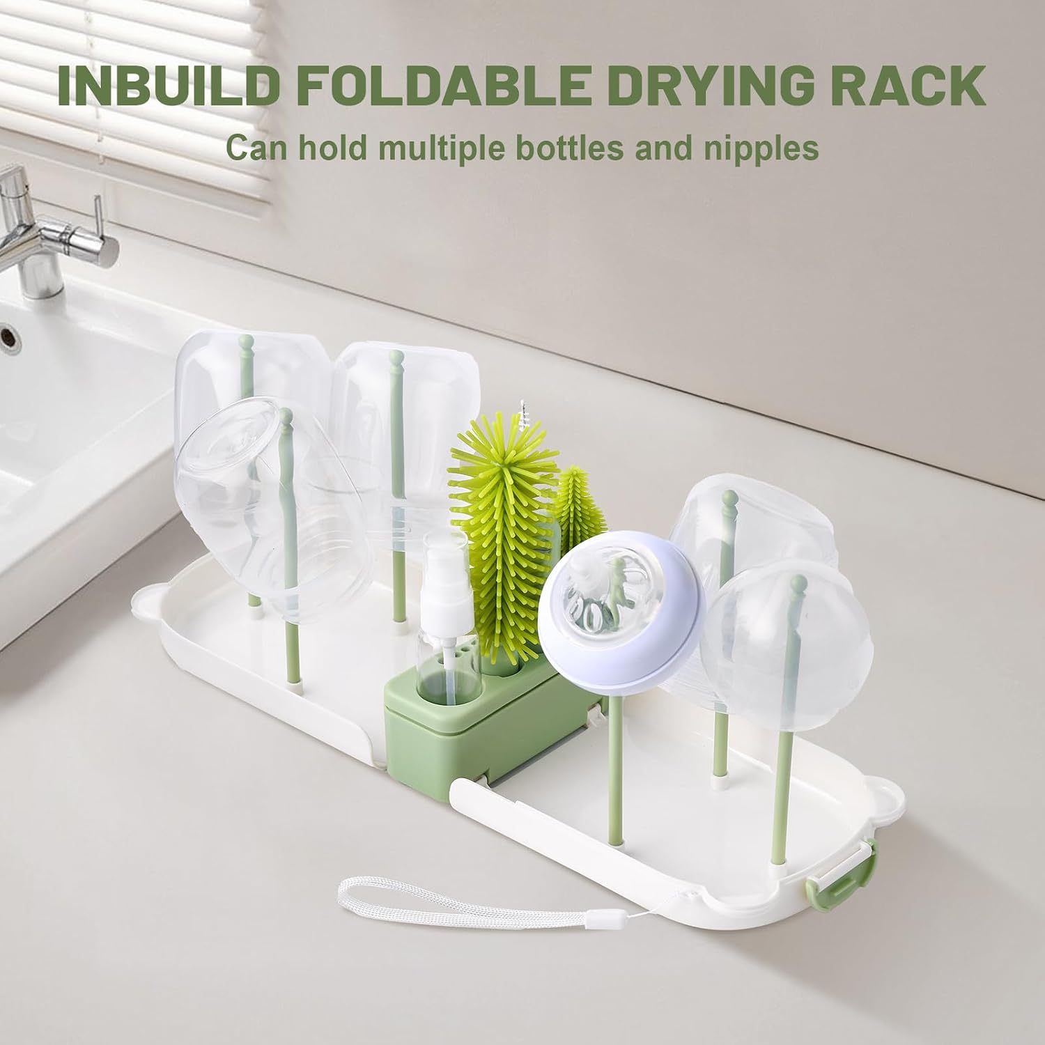 Thumbnail 6 de Baby Bottle Brushes Set with Folding Drain Rack and Travel Case – 3-in-1 Silicone Brush Kit