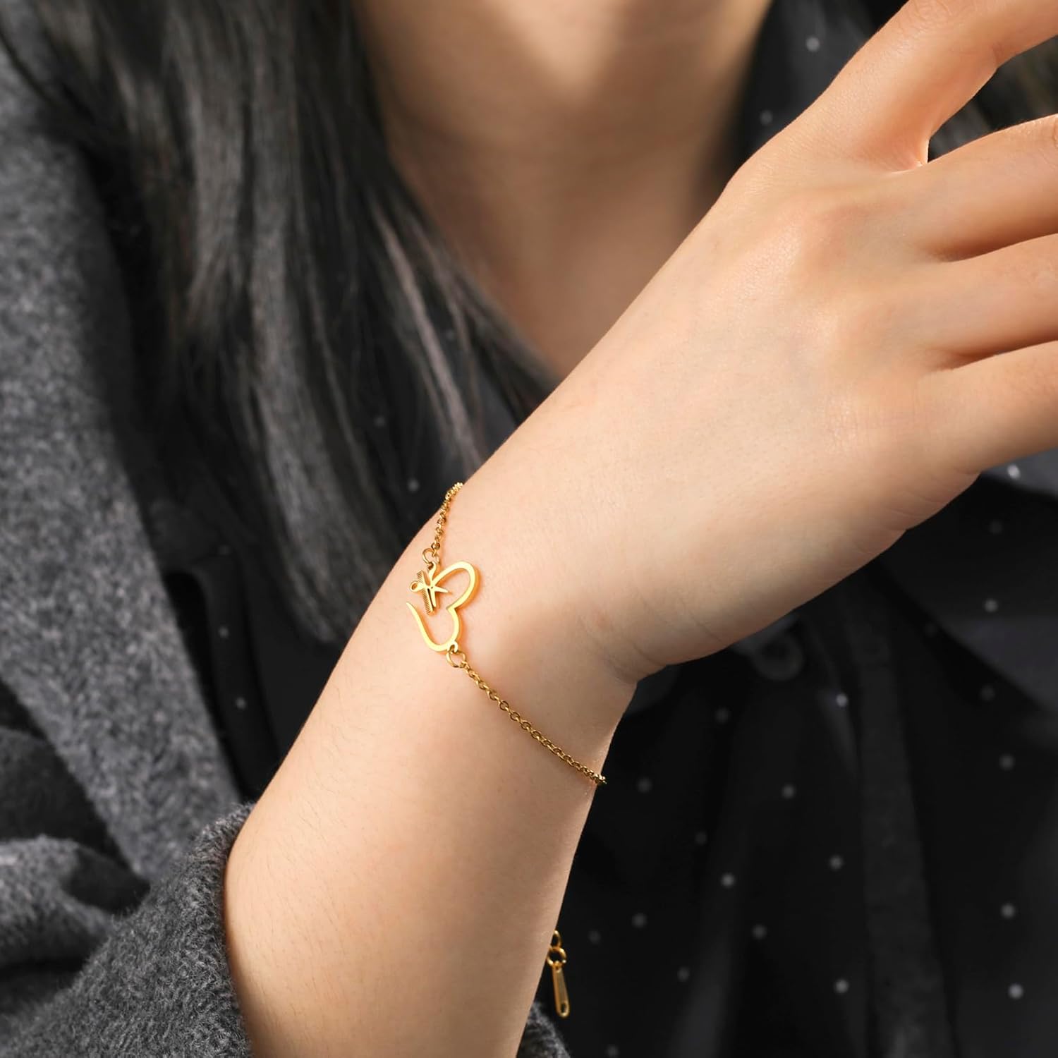 Detalle de Bracelet ciseaux peigne bijou ajustable ⚙