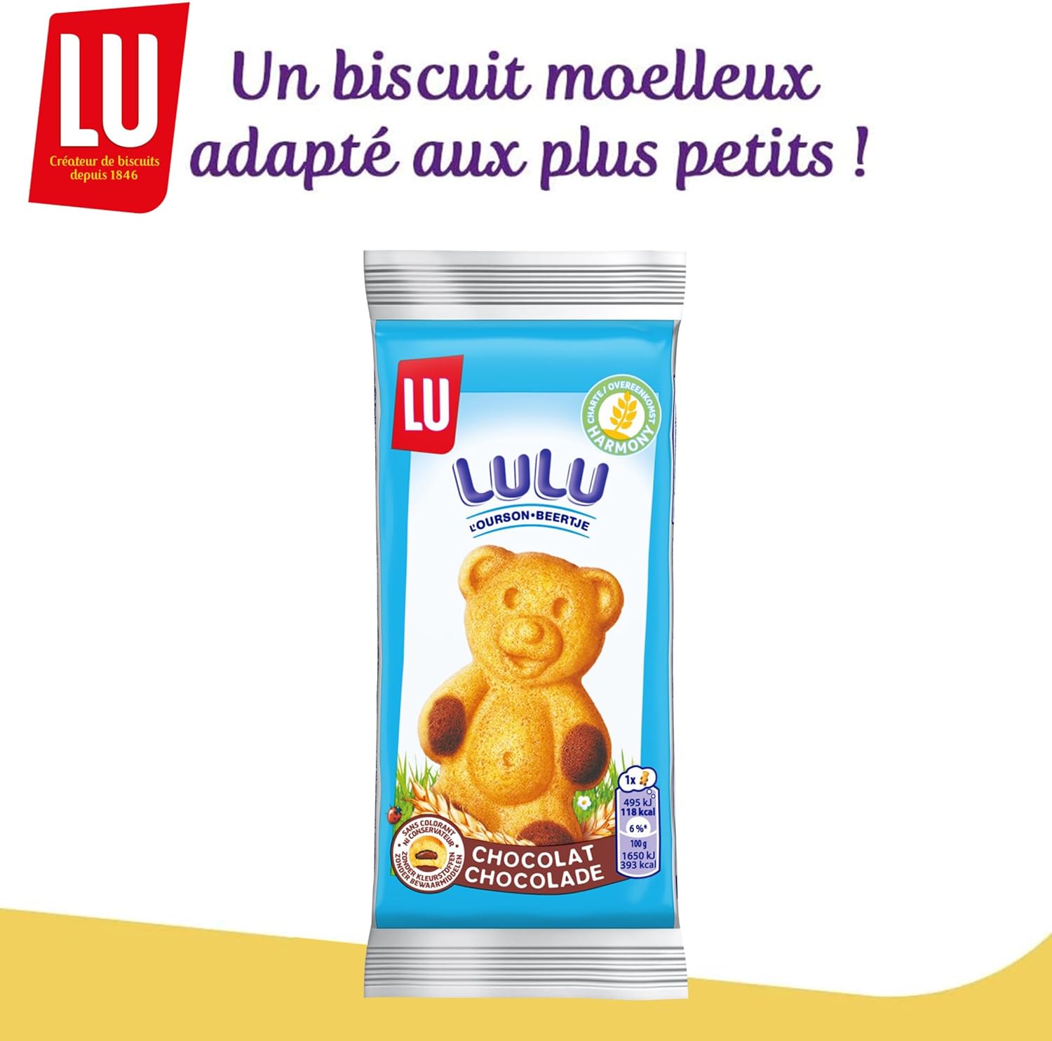 Thumbnail 2 de LU LULU L'Ourson Chocolat – Gâteau moelleux au lait, sachets individuels 30 g (48x)