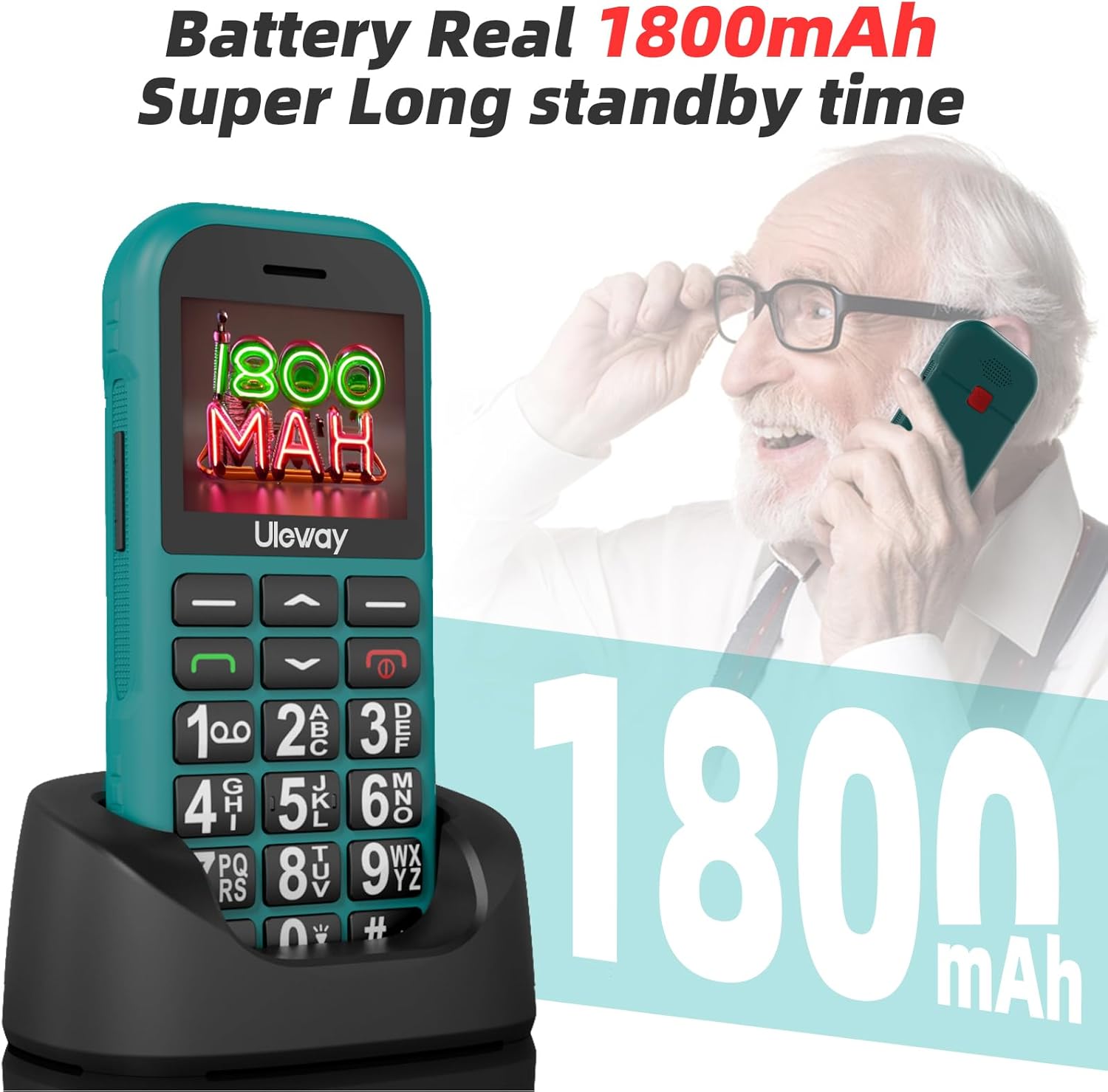 Thumbnail 3 de CHAKEYAKE Big Button Mobile Phone for Elderly (T190) – 4G SIM-Free Senior Phone with SOS Button