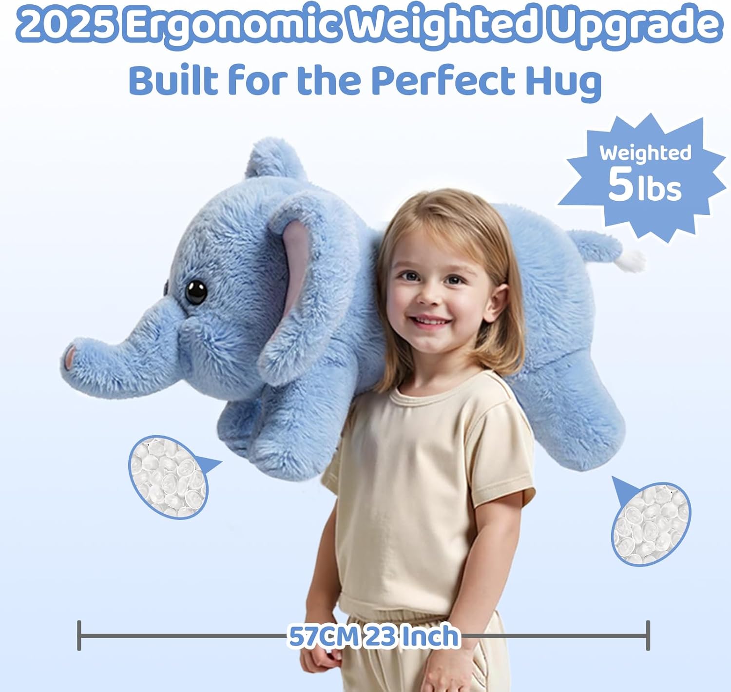 Thumbnail 2 de Mewaii 23-Inch Weighted Elephant Plush with Microwavable Heating Pad