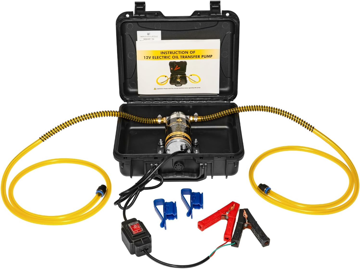 Detalle de FACFUEL Electric Oil Extractor Pump (12/24V, 100W) Oil Change Transfer Kit with Storage Case