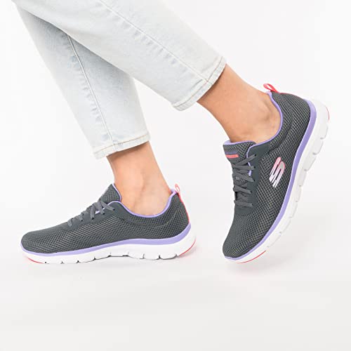 Thumbnail 1 de Skechers Flex Appeal 4.0 Brilliant View Regular para mujer — Charcoal Mesh Lavender Trim, 39 EU