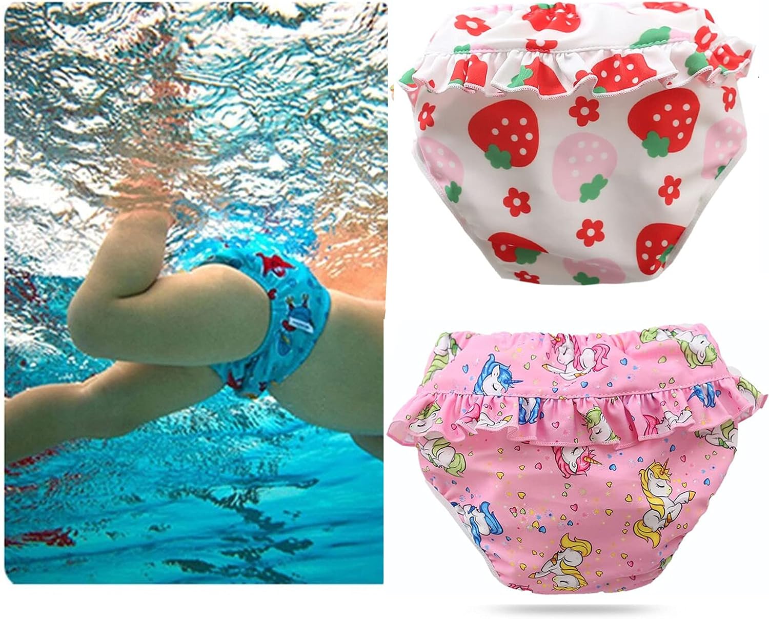 Detalle de Ziemlich Schwimmwindel mit Rüschen – auslaufsichere, wiederverwendbare Badewindelhose für Babys (0–2 Jahre,D Farbe d, 22–28lb)