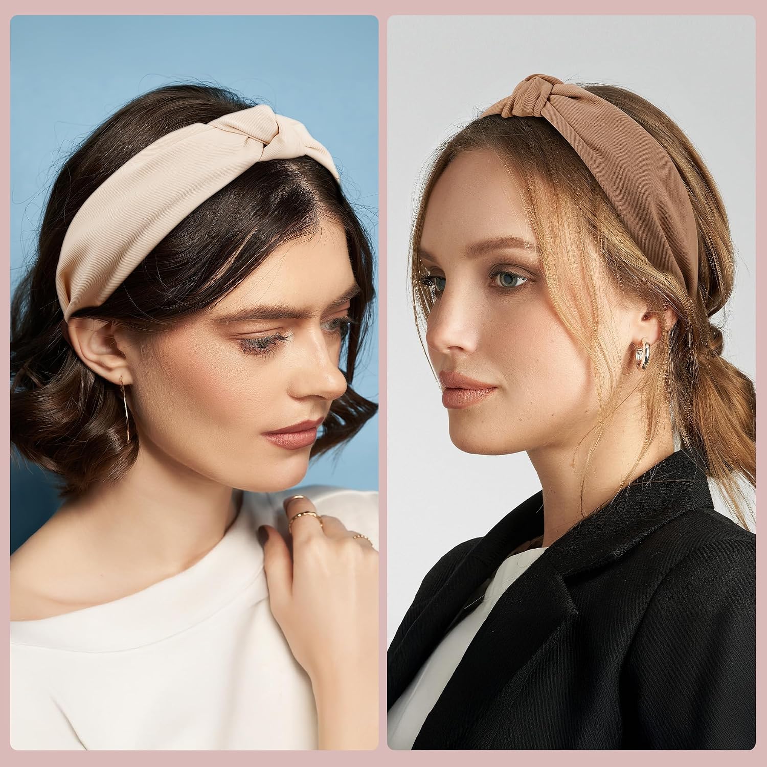 Thumbnail 3 de Funtopia 9-Piece Knotted Headband Set for Women, Leopard Print and Solid Colors