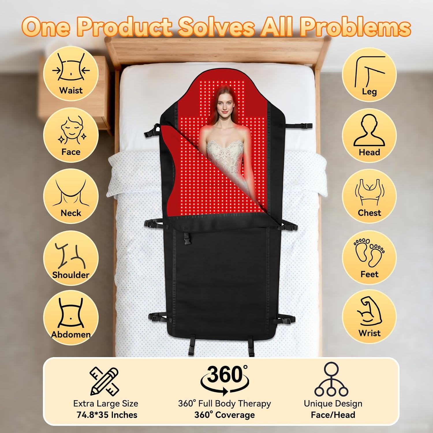 Thumbnail 1 de Red Light Therapy Mat for Full Body with 2704 LEDs (660nm/850nm) – 73x36 inches