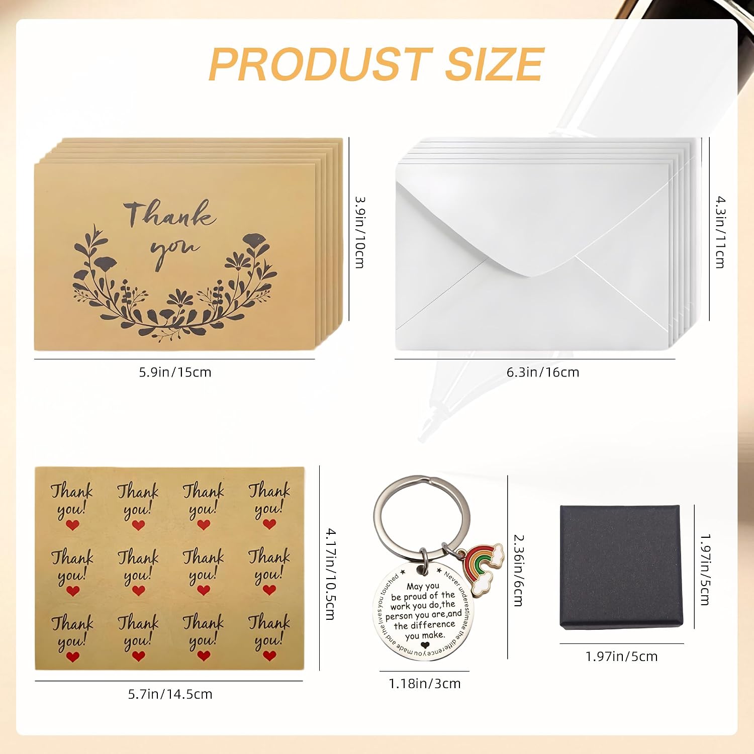 Thumbnail 2 de Sundonix Thank You Leaving Teacher Gift – 6 Pack Beech Bee Keychains with Personalised Cards & Envelopes