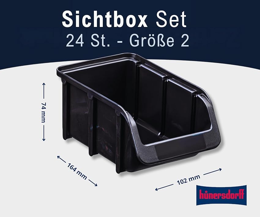 Detalle 2 de hünersdorff 24 cajas apilables tamaño 2 negro ♻