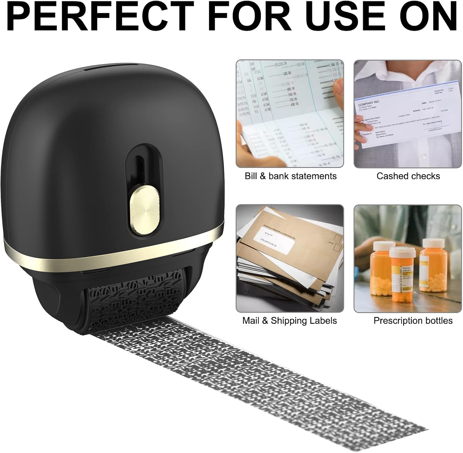 Thumbnail 1 de Lomil BS03B Identity Protection Roller Stamp Set, Black, 3 Pack