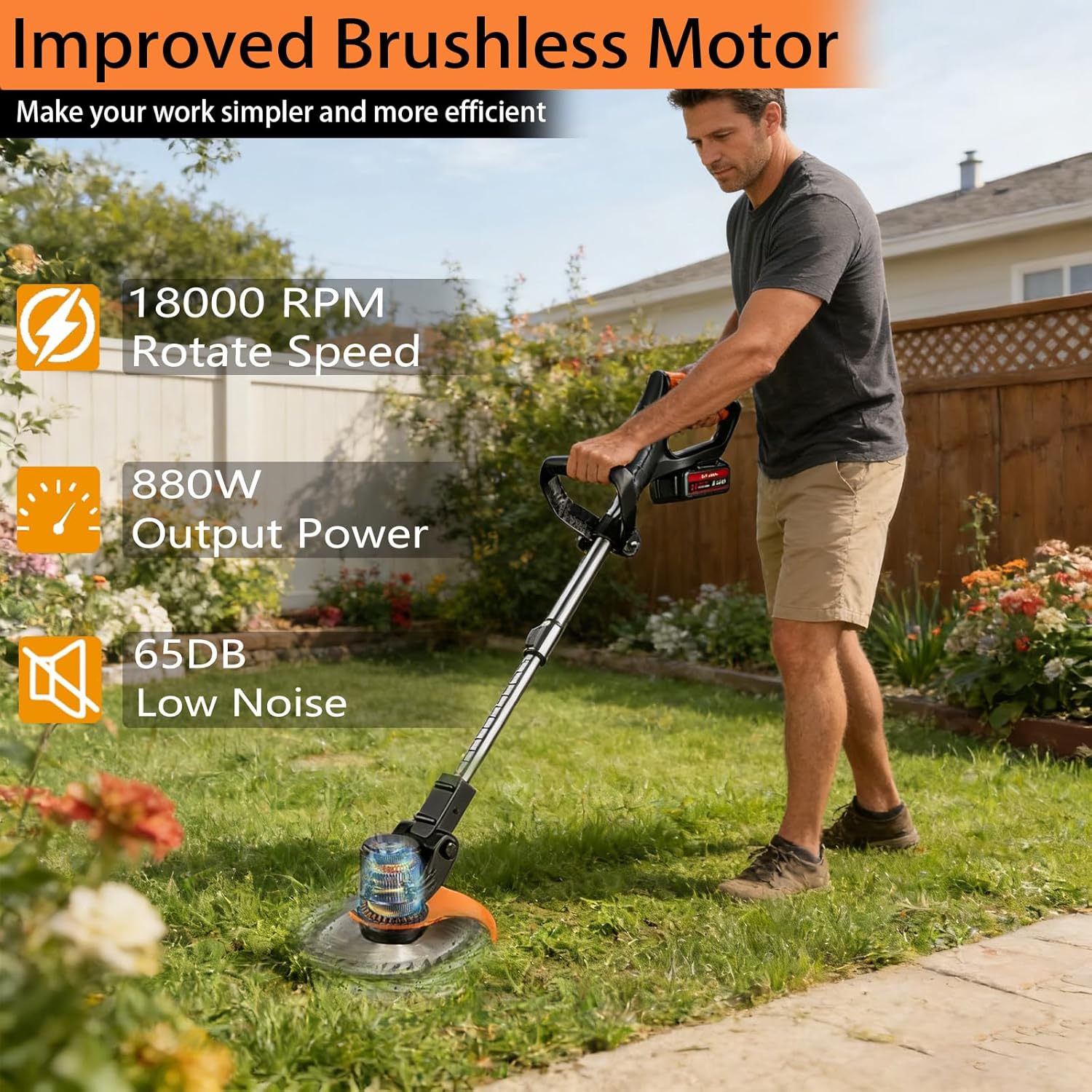 Thumbnail 1 de 21V Cordless Strimmer with 4-in-1 Attachments and 90° Head