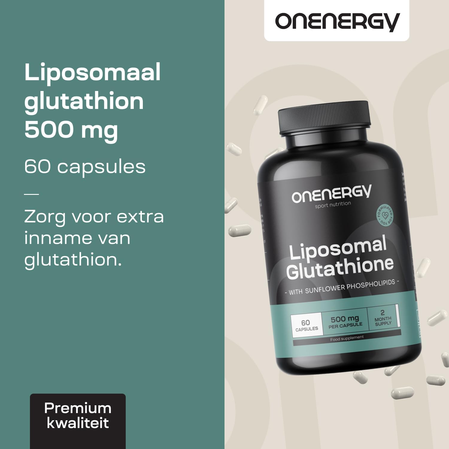 Detalle 2 de ONENERGY Liposomaal Glutathion 500 mg, 60 capsules