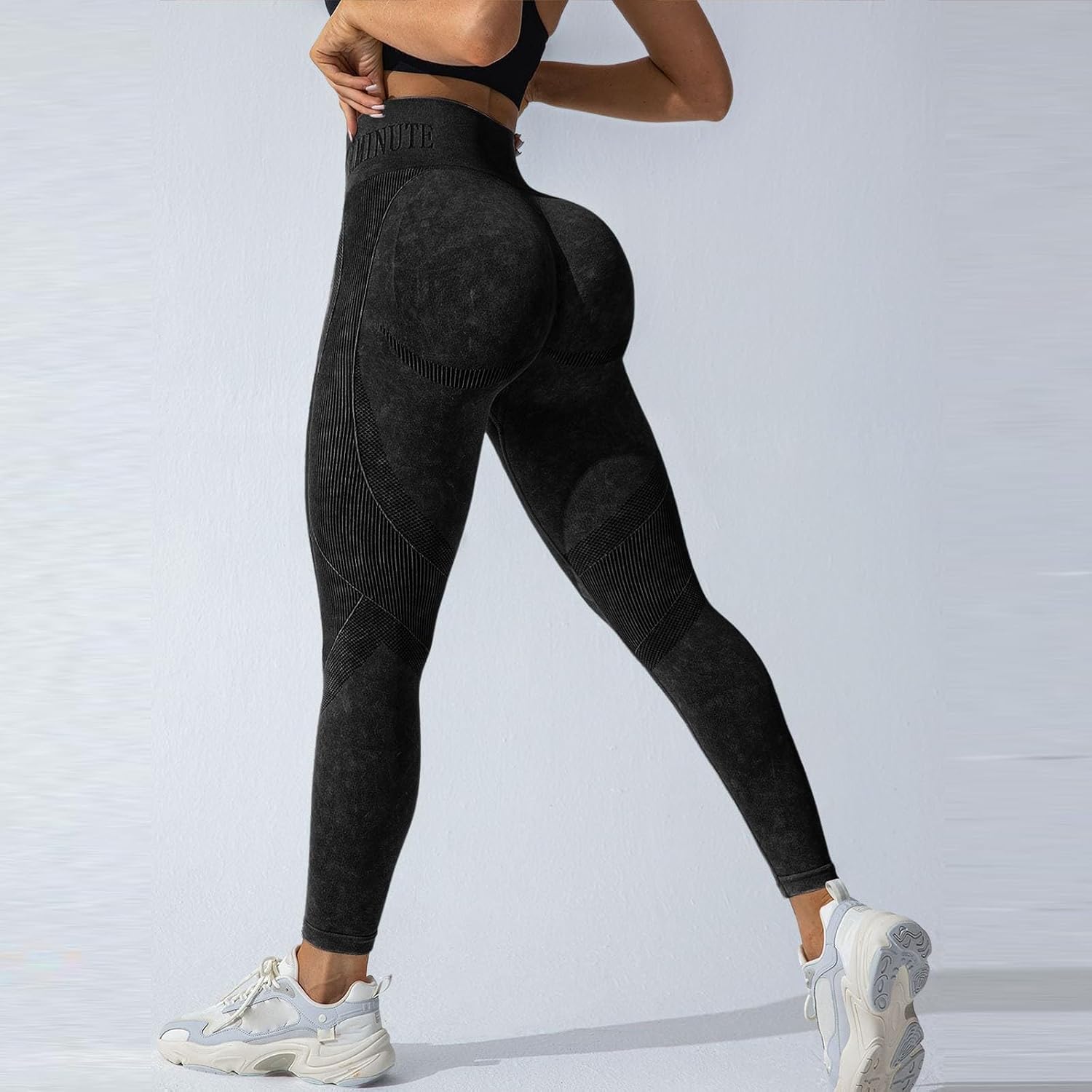 Detalle de riou Leggings 3D Anti-Cellulite: pantalon de sport haute compression pour femme