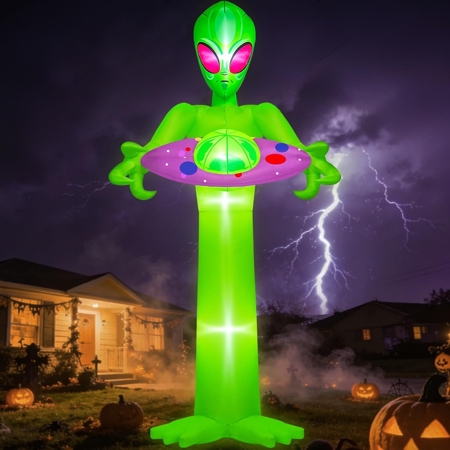 Detalle de Danxilu H-Alien-001-10F 10-Foot Inflatable Alien with White LED Lights