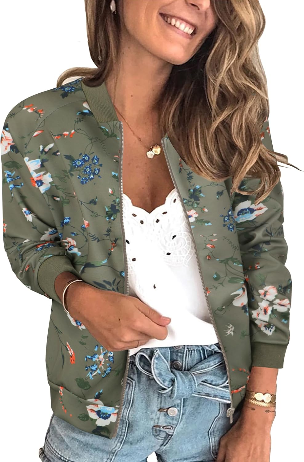 Thumbnail 4 de ECOWISH Damen Bomberjacke mit Blumenmuster
