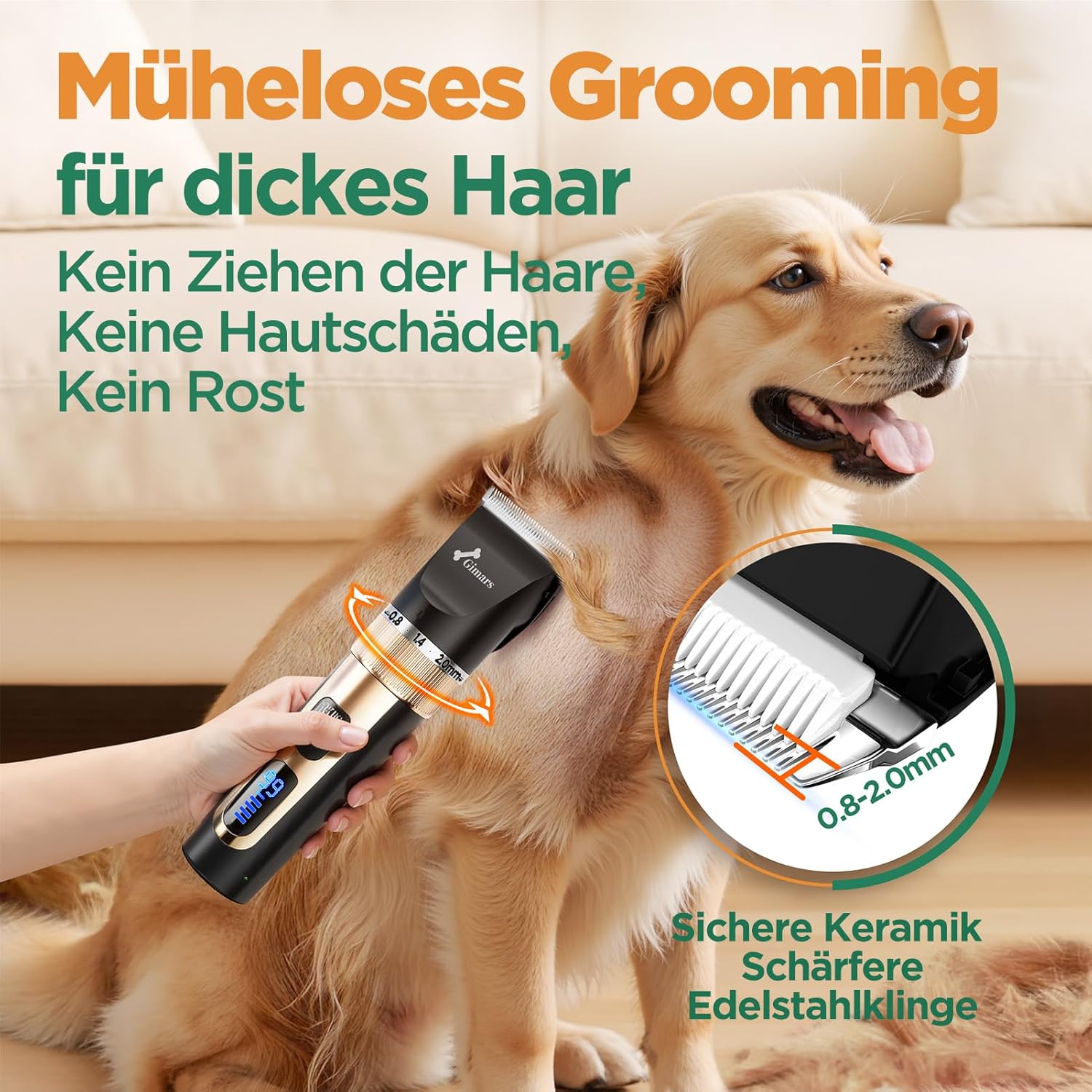 Thumbnail 4 de Gimars 4-in-1 Hundeschermaschine Set (4 Geschwindigkeiten, USB-aufladbar, leise) – mit Hunde Trimmer