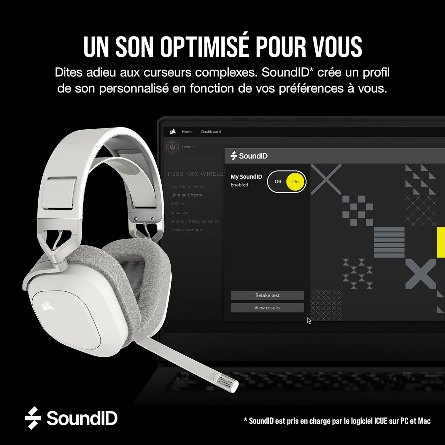 Detalle de Corsair HS80 Max Wireless – Casque Gaming Multiplateforme avec Dolby Atmos et Bluetooth