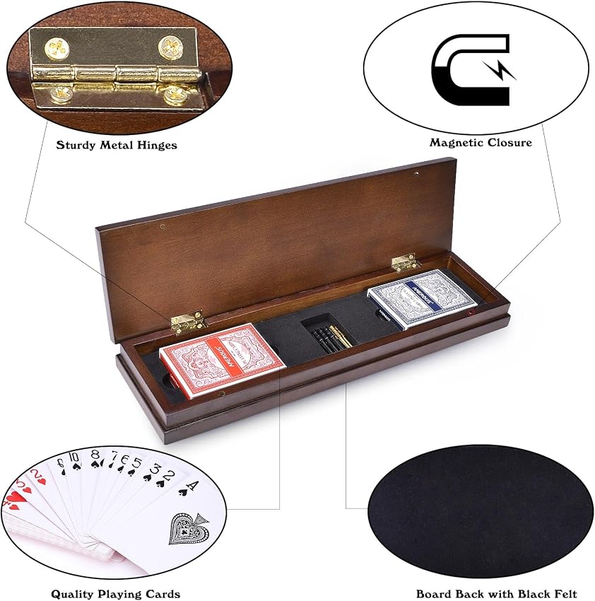 Detalle 2 de AMEROUS Wooden Cribbage Board Game with Magnetic Lock 🎲