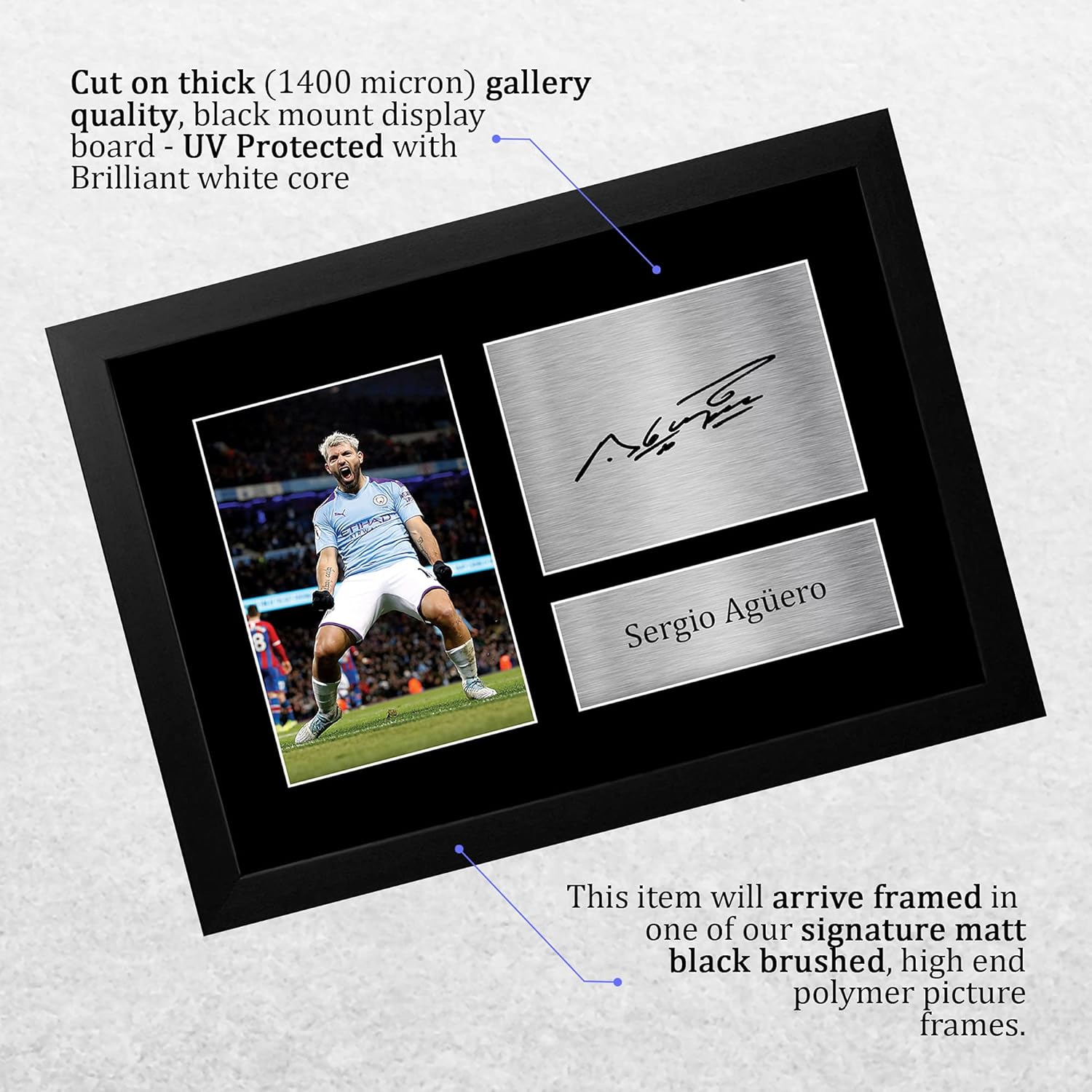 Thumbnail 2 de Sergio Aguero Signed Framed A4 Print