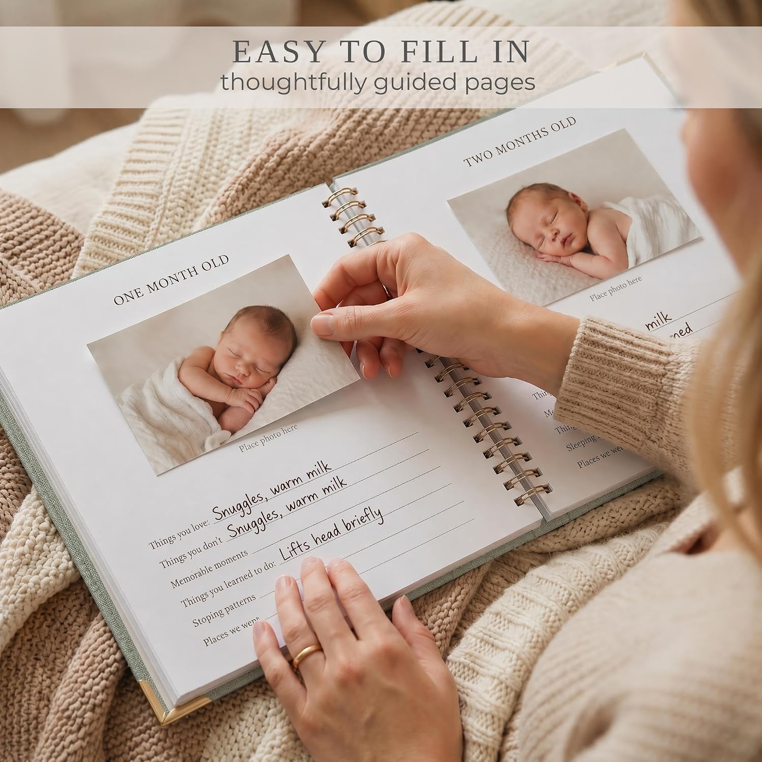 Thumbnail 2 de ZICOTO zic-babyb5-sa_23-167c Baby Memory Book, Sage Linen, Birth to Age 5