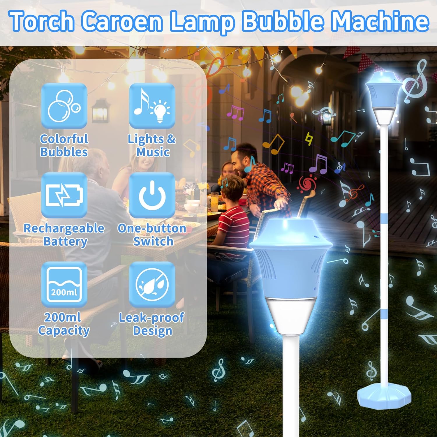 Thumbnail 2 de Infowush Kids Bubble Machine: 47-Inch Vertical Display, Battery-Powered, Adjustable Height for Outdoor Parties