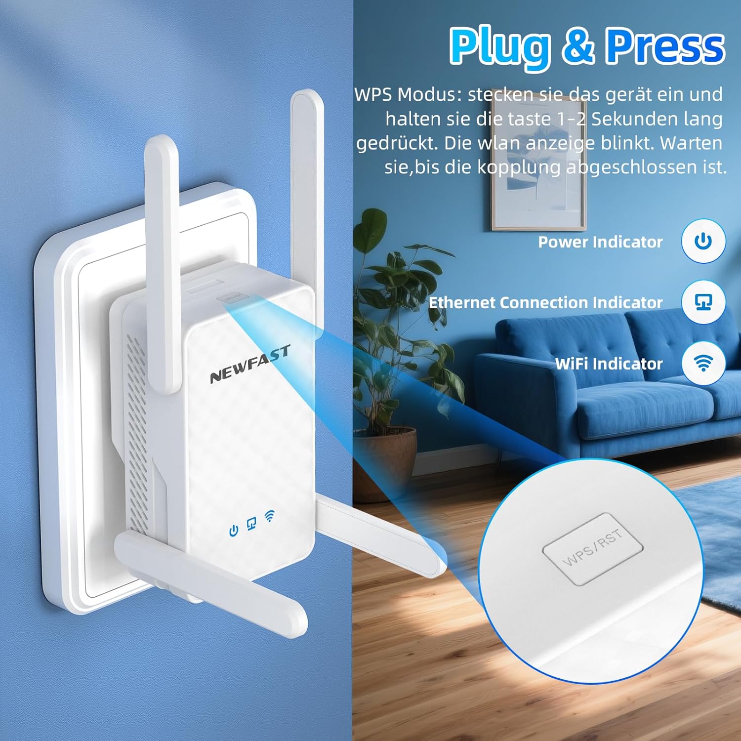 Thumbnail 3 de NEWFAST AX3000 3000 Mbit/s WLAN Verstärker 📶