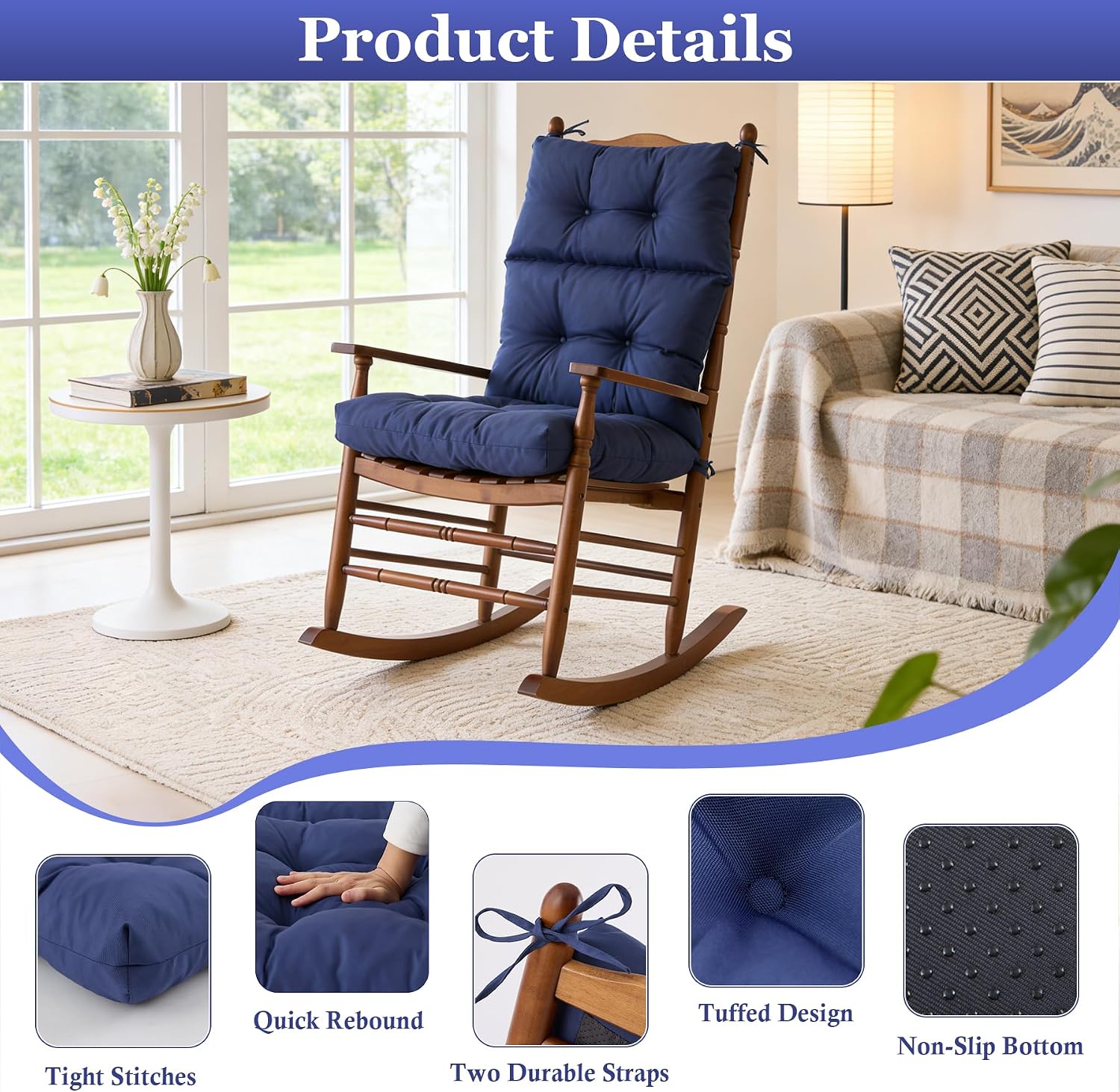 Thumbnail 6 de Aegisun Rocking Chair Cushion 44x23x4 Inch