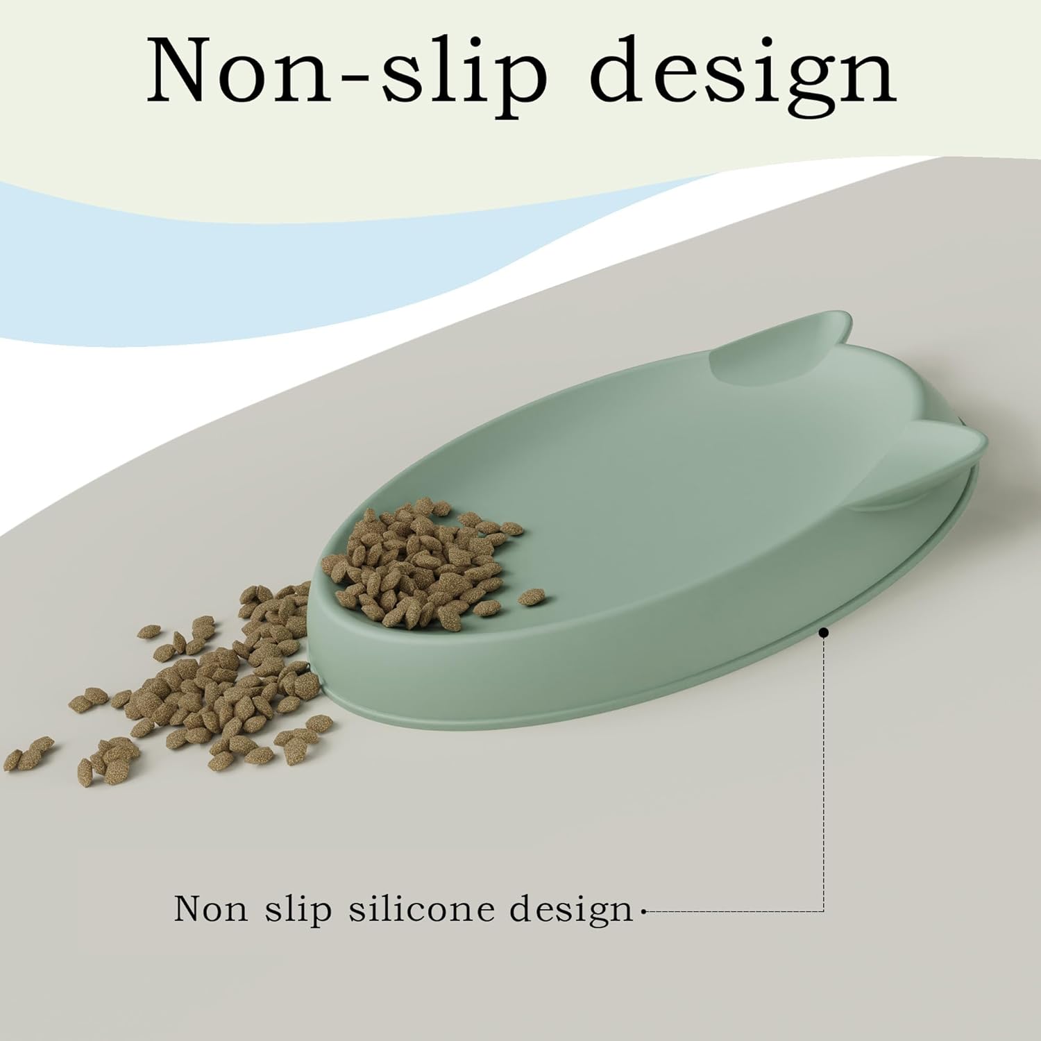 Thumbnail 4 de Gamelle en silicone pour chat (1 pièce) 15 x 15 cm, vert clair — protection des poils de barbe