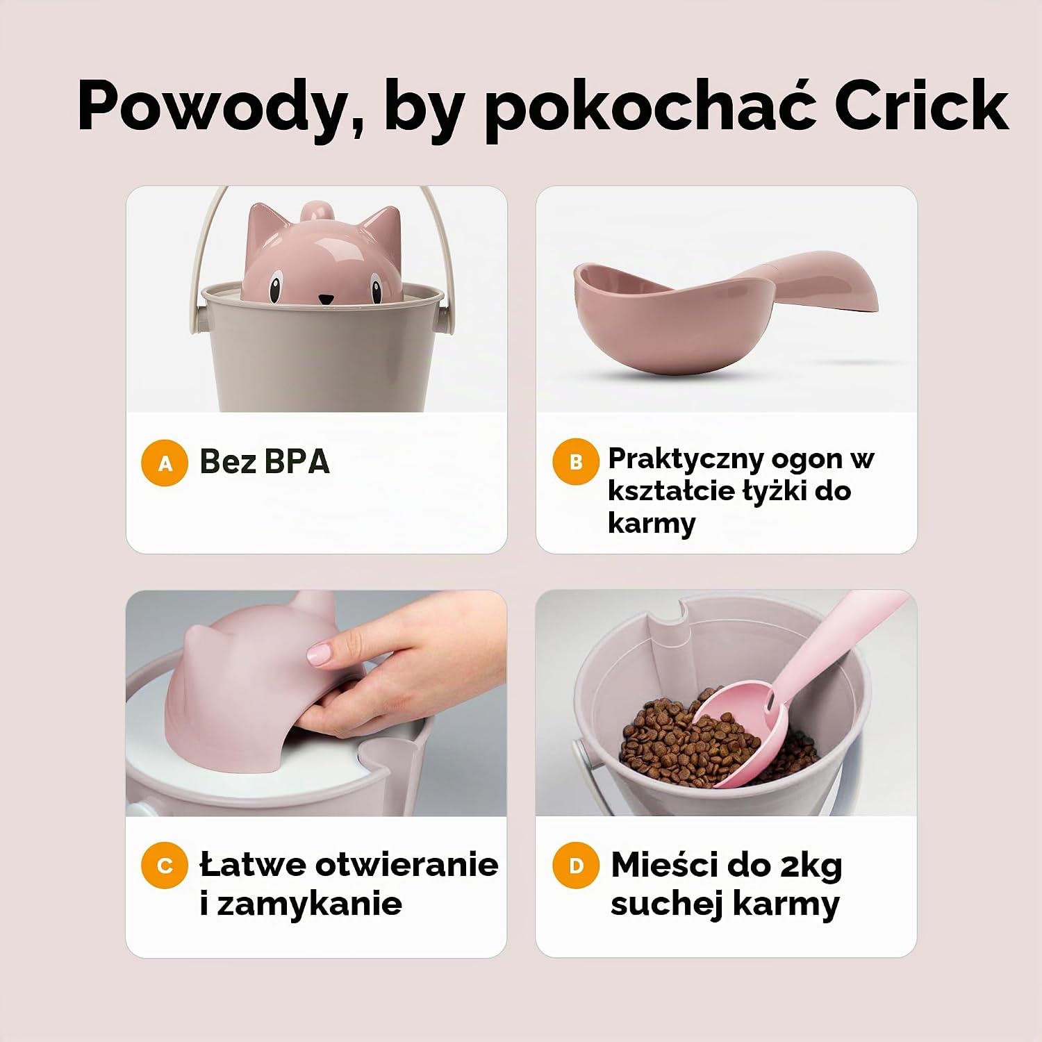 Detalle 1 de United Pets Crick – pojemnik na karmę dla kotów 4 l z łopatką