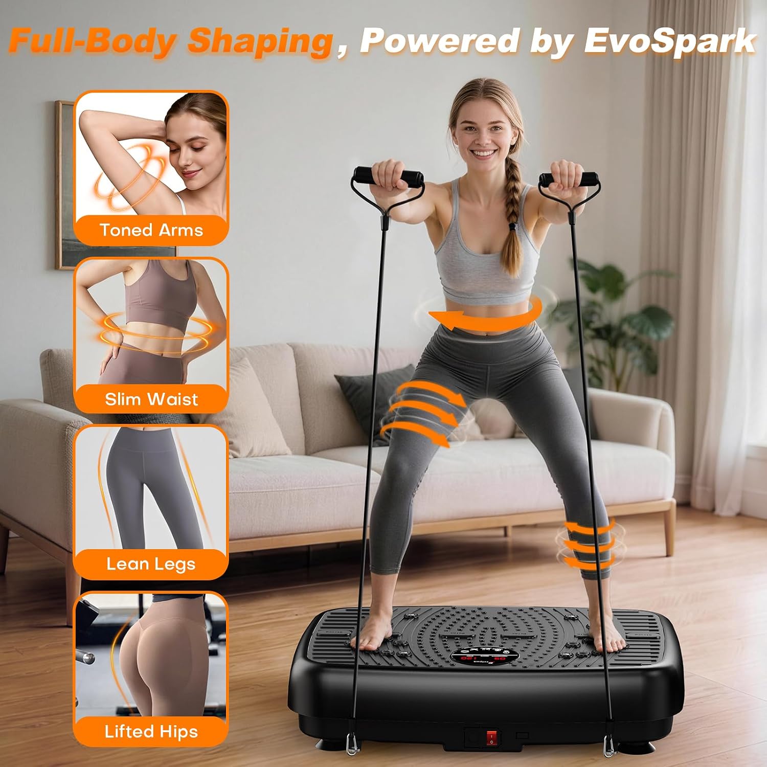 Detalle 2 de EvoSpark Vibration Plate Exercise Machine, 120 RPM, 3 Modes, Remote Control