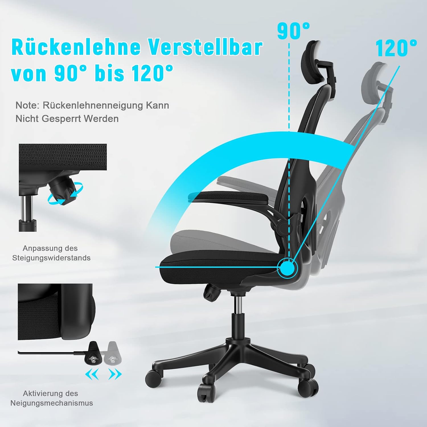 Detalle 2 de naspaluro Ergonomischer Bürostuhl 360°-Drehstuhl