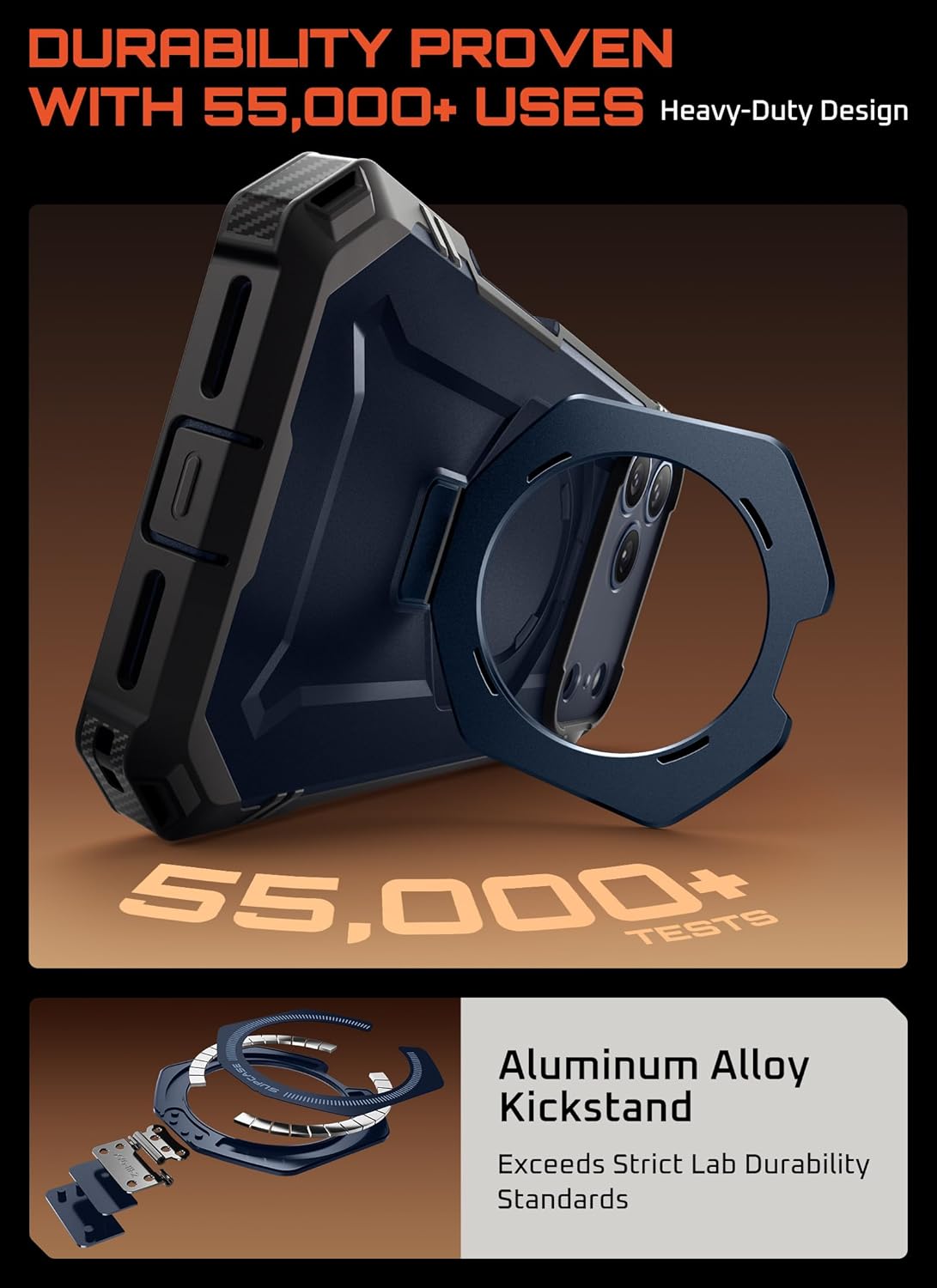 Thumbnail 4 de SUPCASE UBGrip Pro iPhone 17 Pro Max Case with Built-In Tempered Glass, Kickstand & MagSafe (Azure)