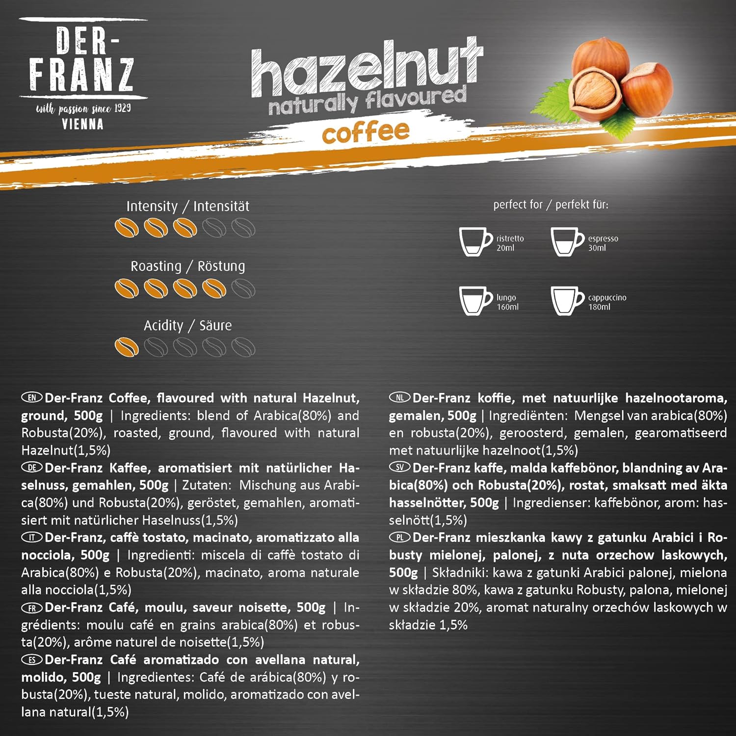 Thumbnail 2 de DER-FRANZ Kaffee aromatisiert mit Haselnuss, gemahlen (2 x 500 g)