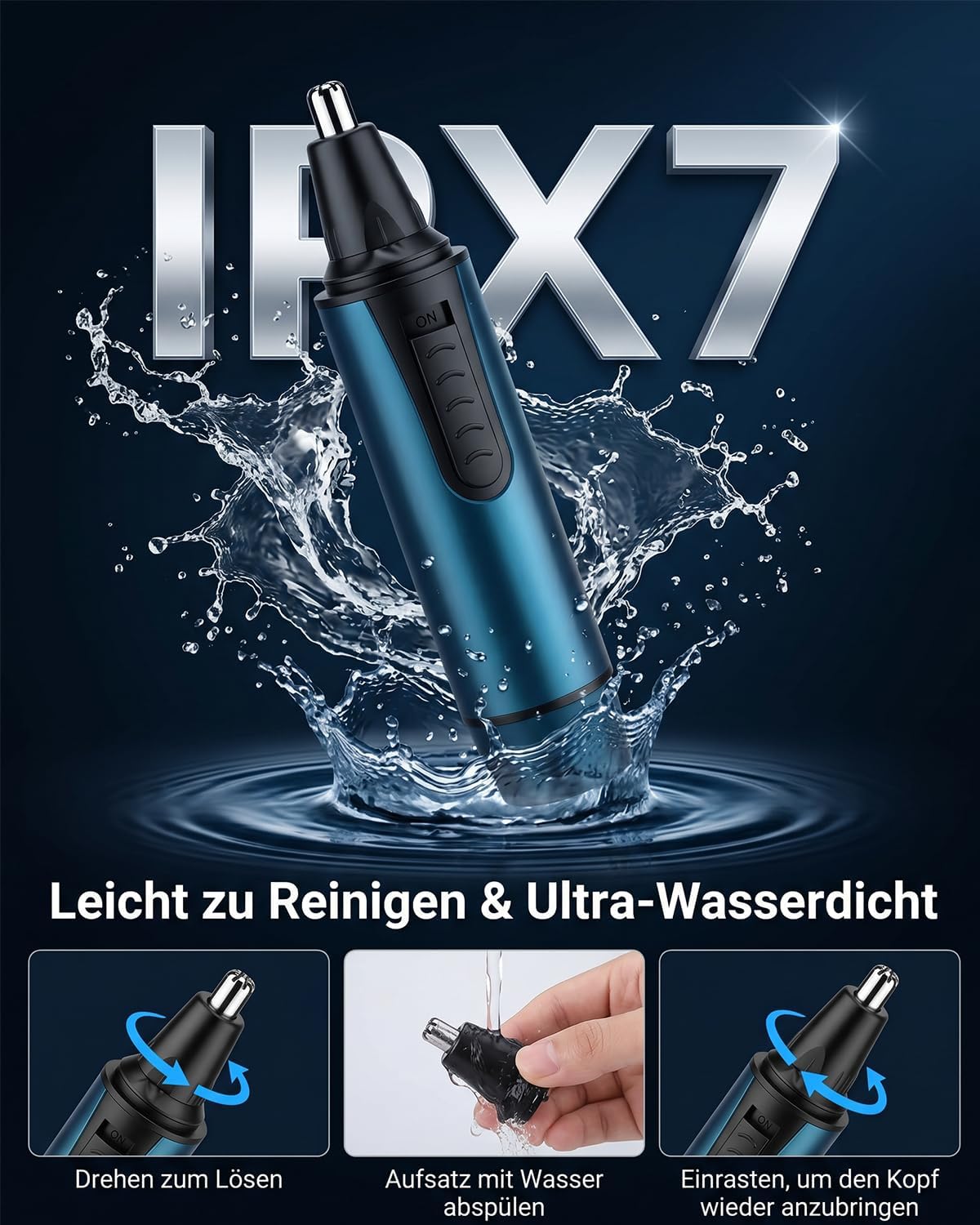 Detalle 2 de USB wiederaufladbarer Nasenhaartrimmer 60 min ⌦