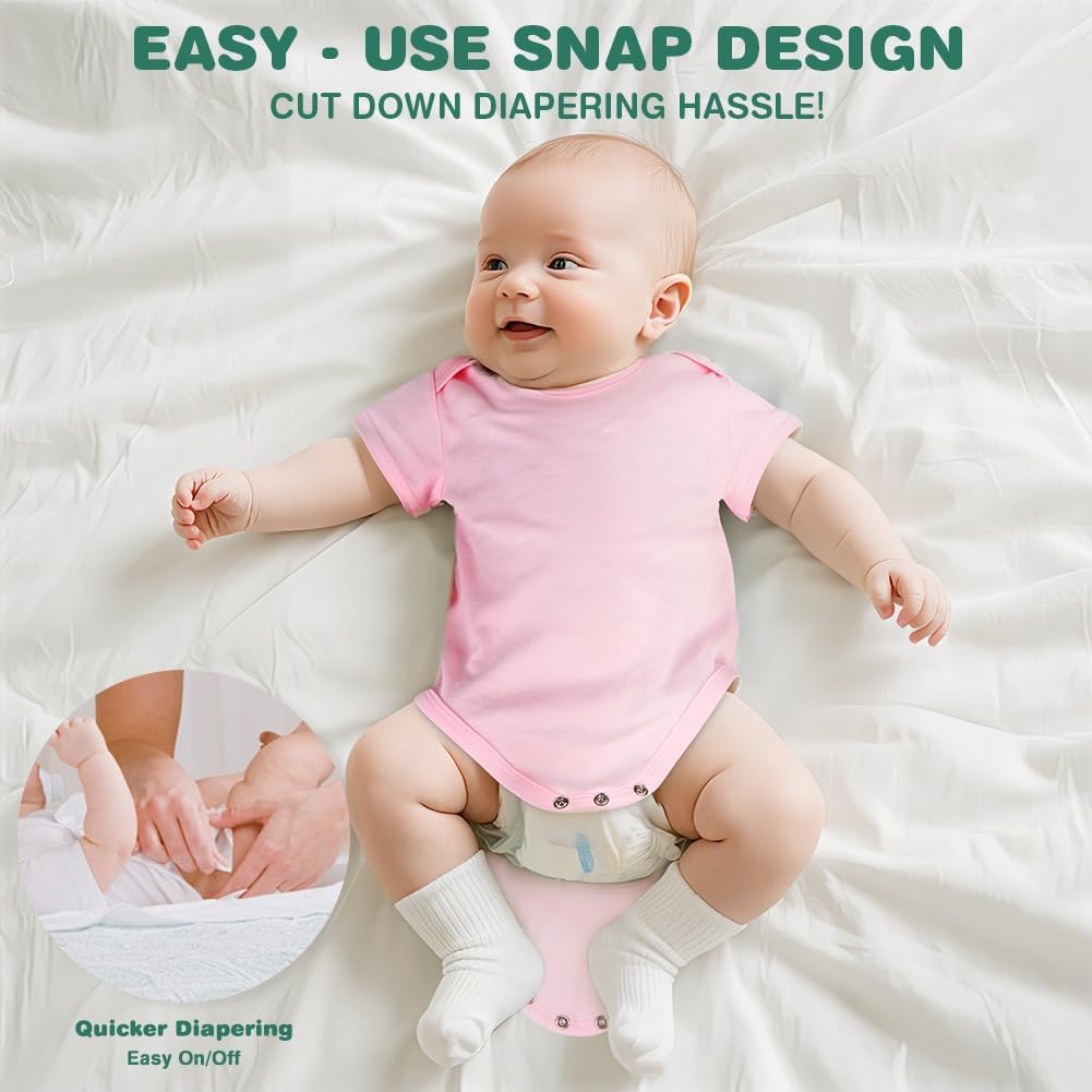 Thumbnail 4 de Vicloon Baby Short Sleeve Bodysuits (Pack of 3/5) in Pure Cotton – Unisex Newborn Vests
