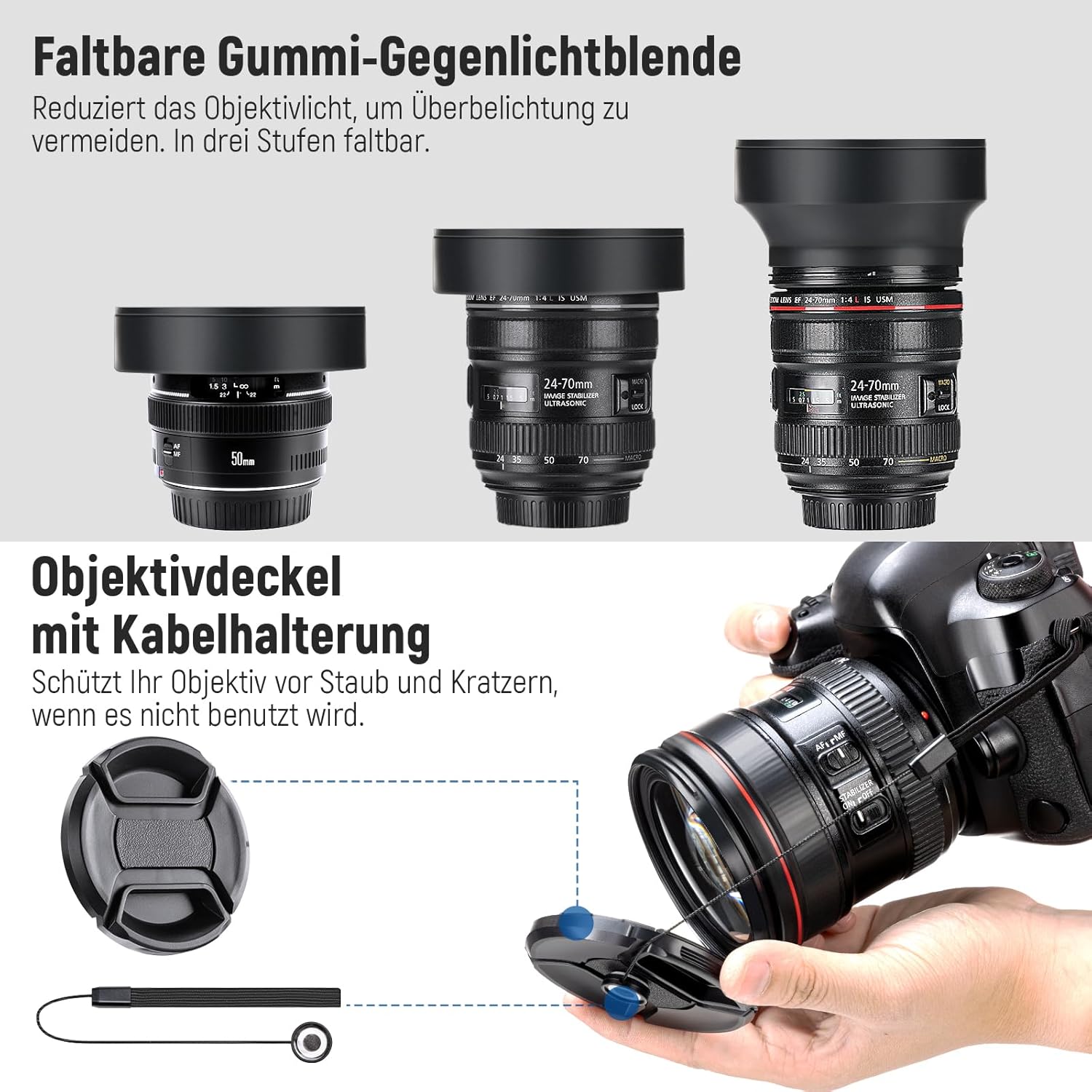 Thumbnail 5 de Neewer 49-mm ND-Objektivfilter-Set (UV, CPL, FLD, ND2/ND4/ND8) inkl. Gegenlichtblende & Deckel – für DSLR