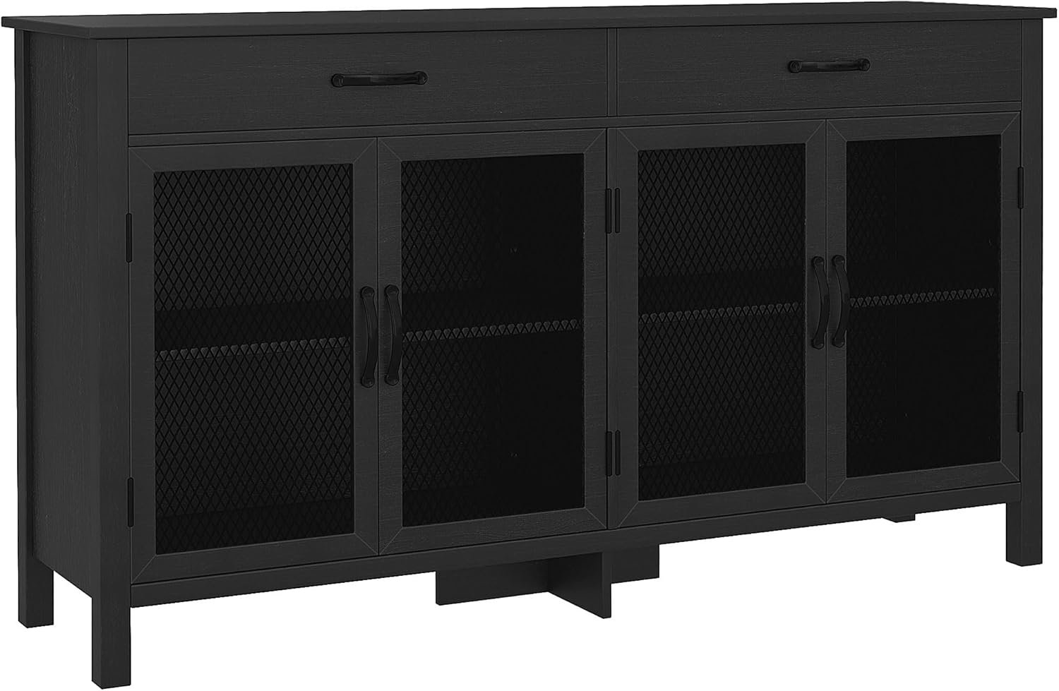 Detalle de HOMCOM Buffet Bas 4 Portes – Style Industriel, Noir, 150 x 40 x 85 cm