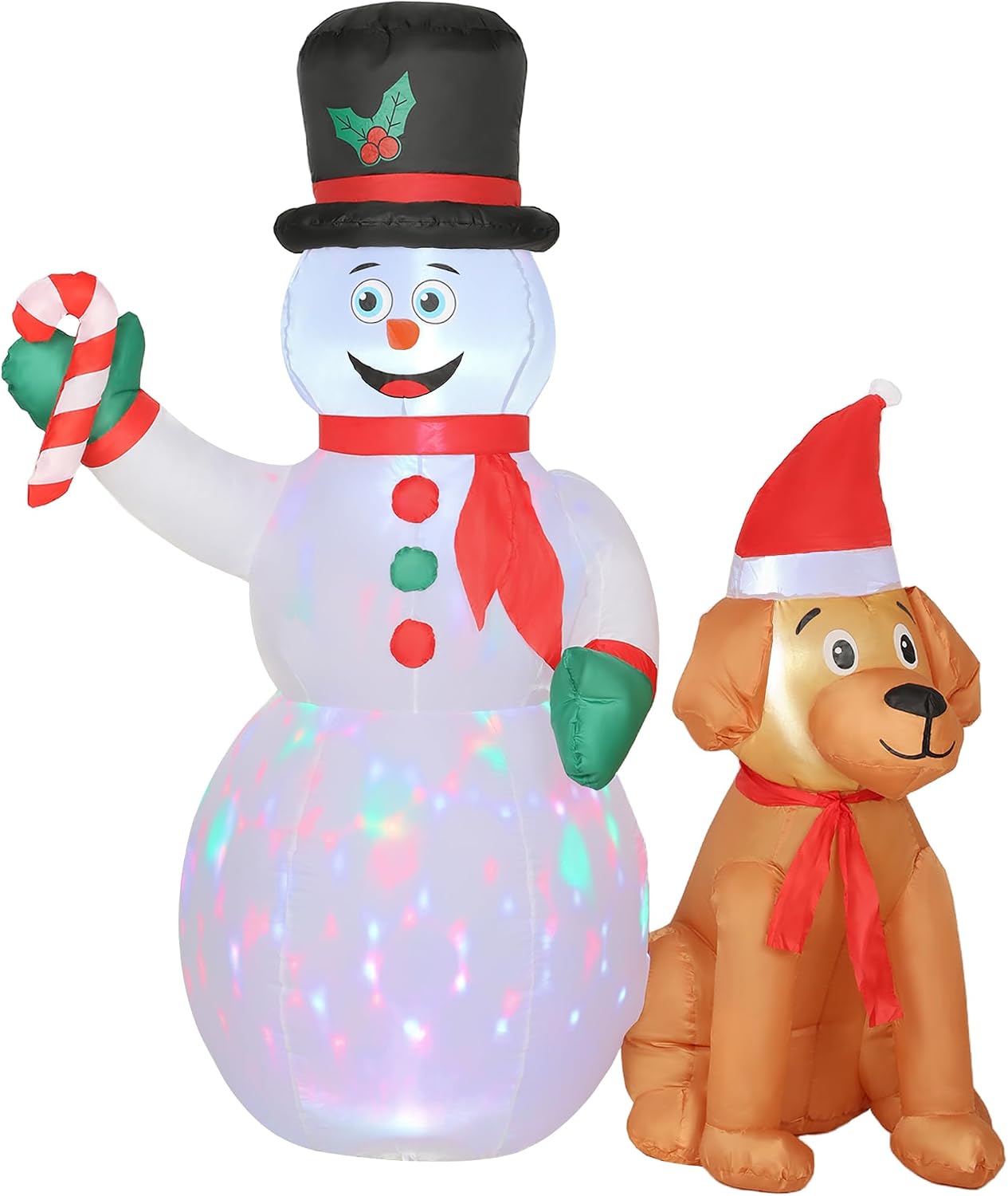 Detalle de Outsunny UK84J-122V70WT0331 Christmas Inflatable Snowman and Dog with LED Lights