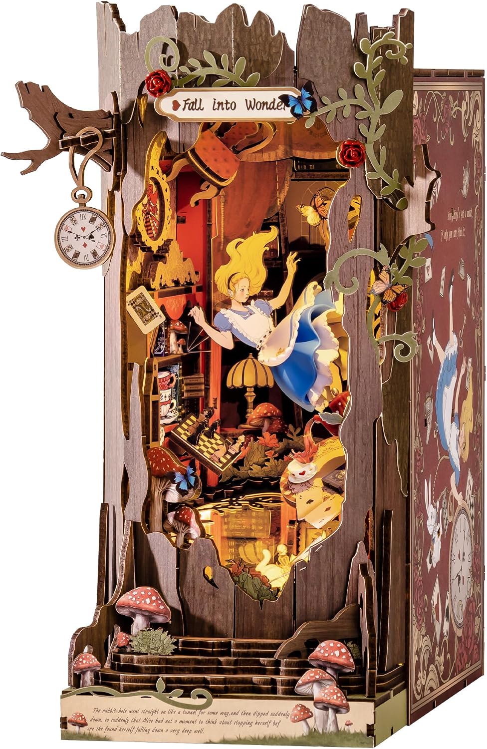 Detalle de Rolife Book Nook “Fall into Wonder” DIY Miniature House Kit (300-piece) – Booknook diorama puzzle
