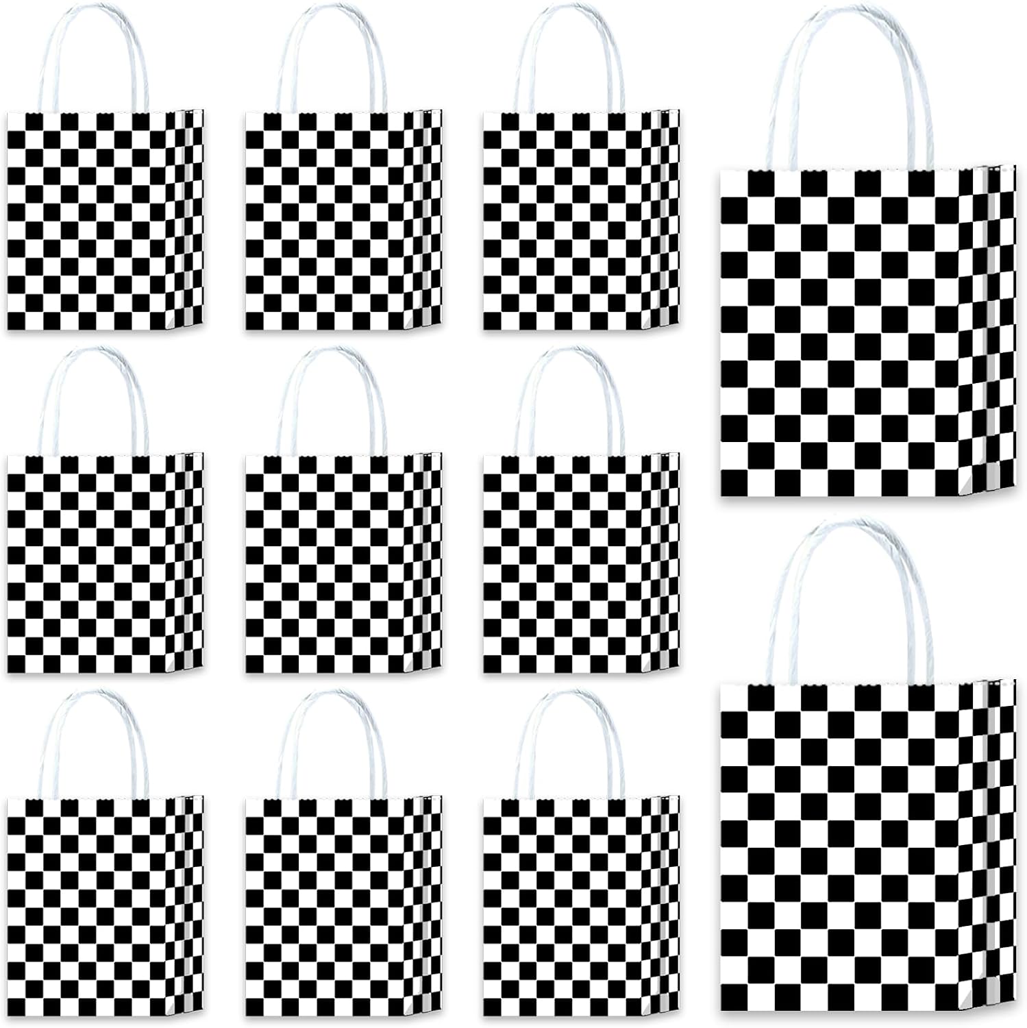 Gansita Checkered Treat Bags Kraft Paper