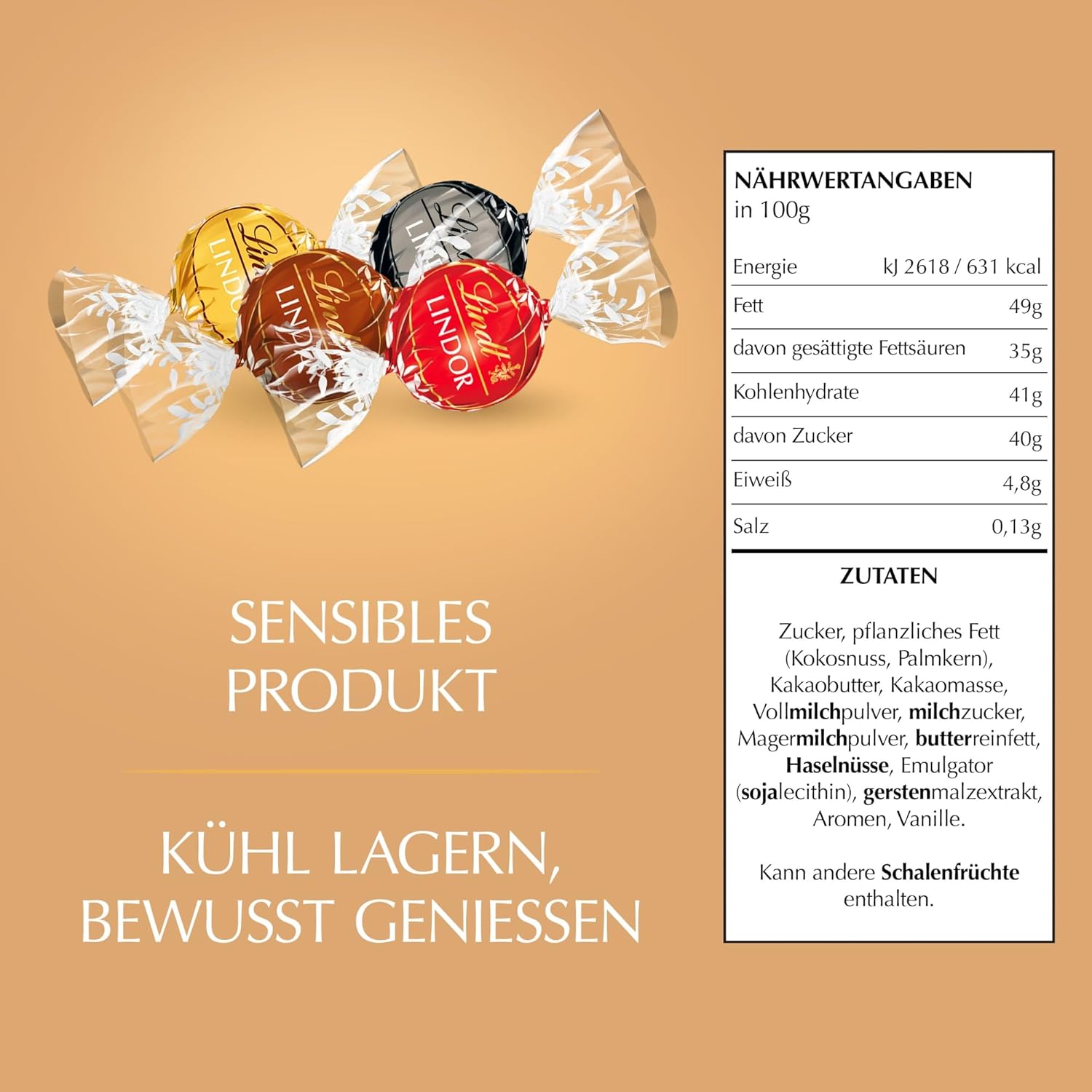 Detalle de Lindt Schokolade 2KG Beutel – LINDOR Kugeln Mix, Pralinengeschenk, Großpackung
