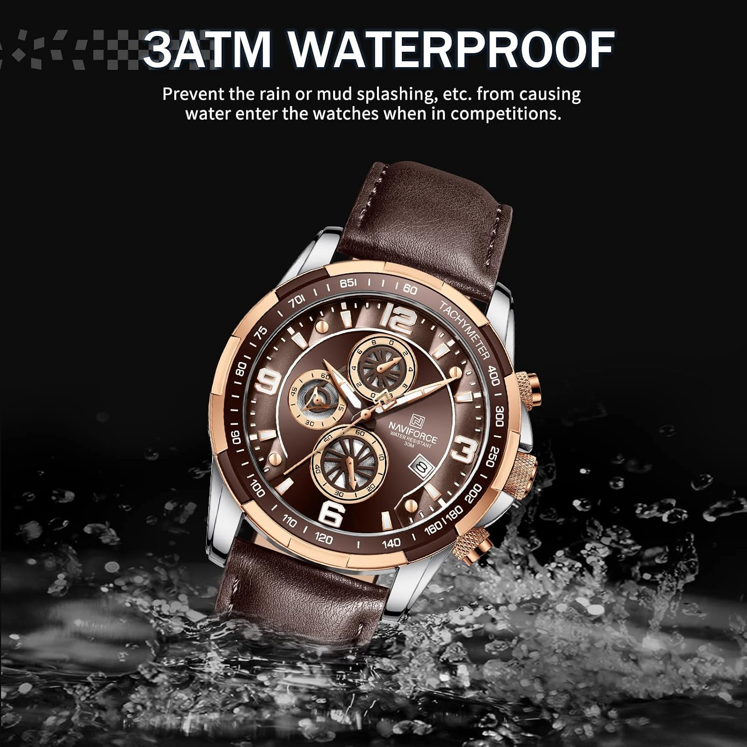 Detalle de Naviforce Orologio sportivo cronografo analogico al quarzo da uomo con cinturino in pelle