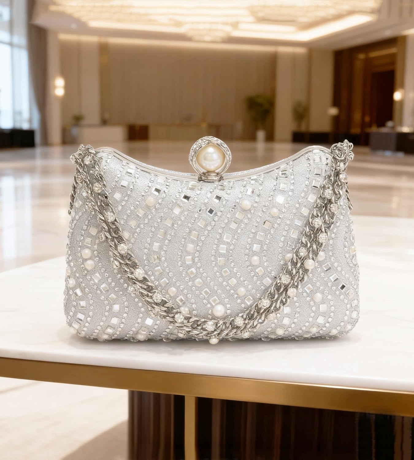 Thumbnail 2 de Sweetovo Rhinestone Evening Clutch in PU Fabric