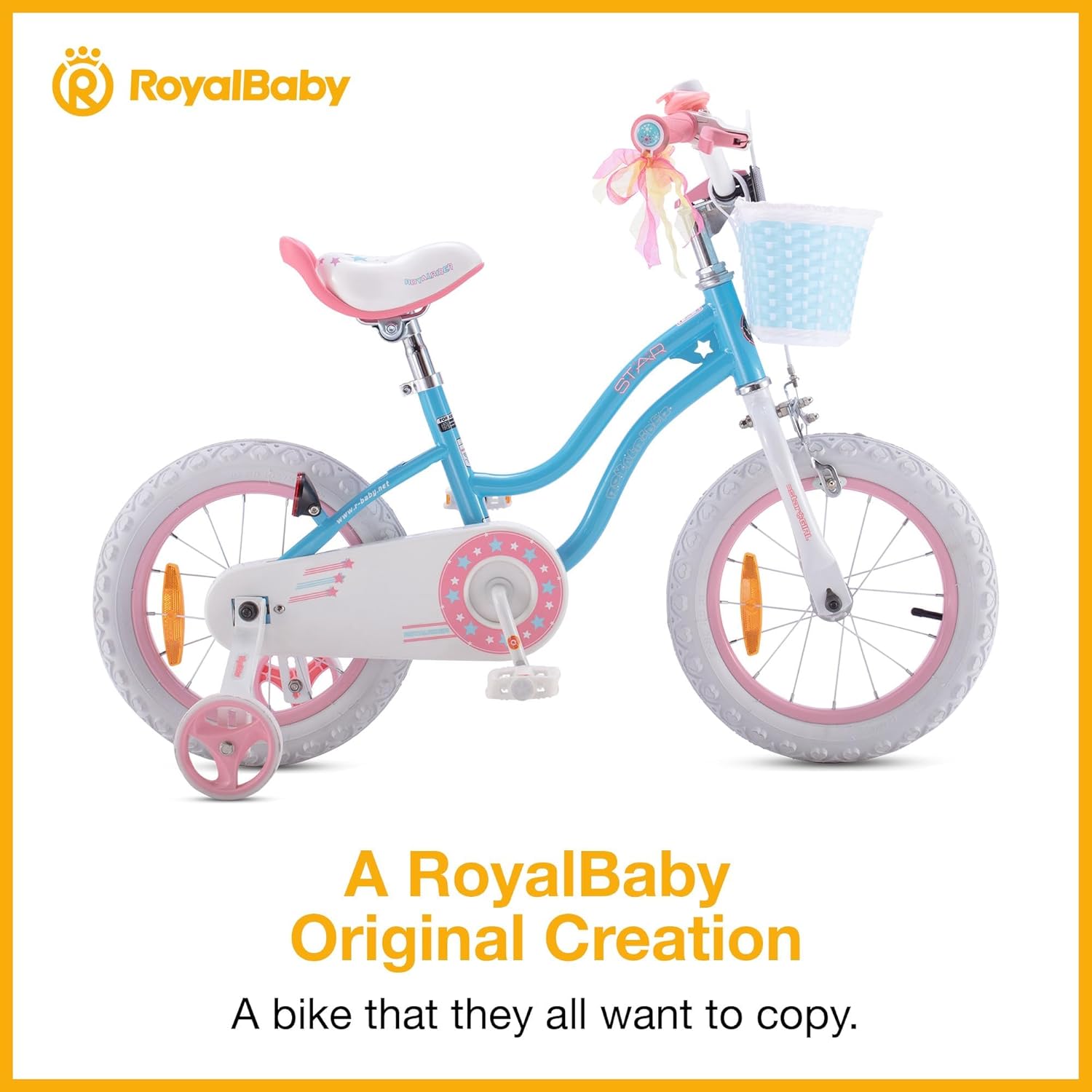 Thumbnail 1 de RoyalBaby Stargirl 14-Inch Kids Bicycle with Training Wheels, Adjustable Seat & Basket (Blue)